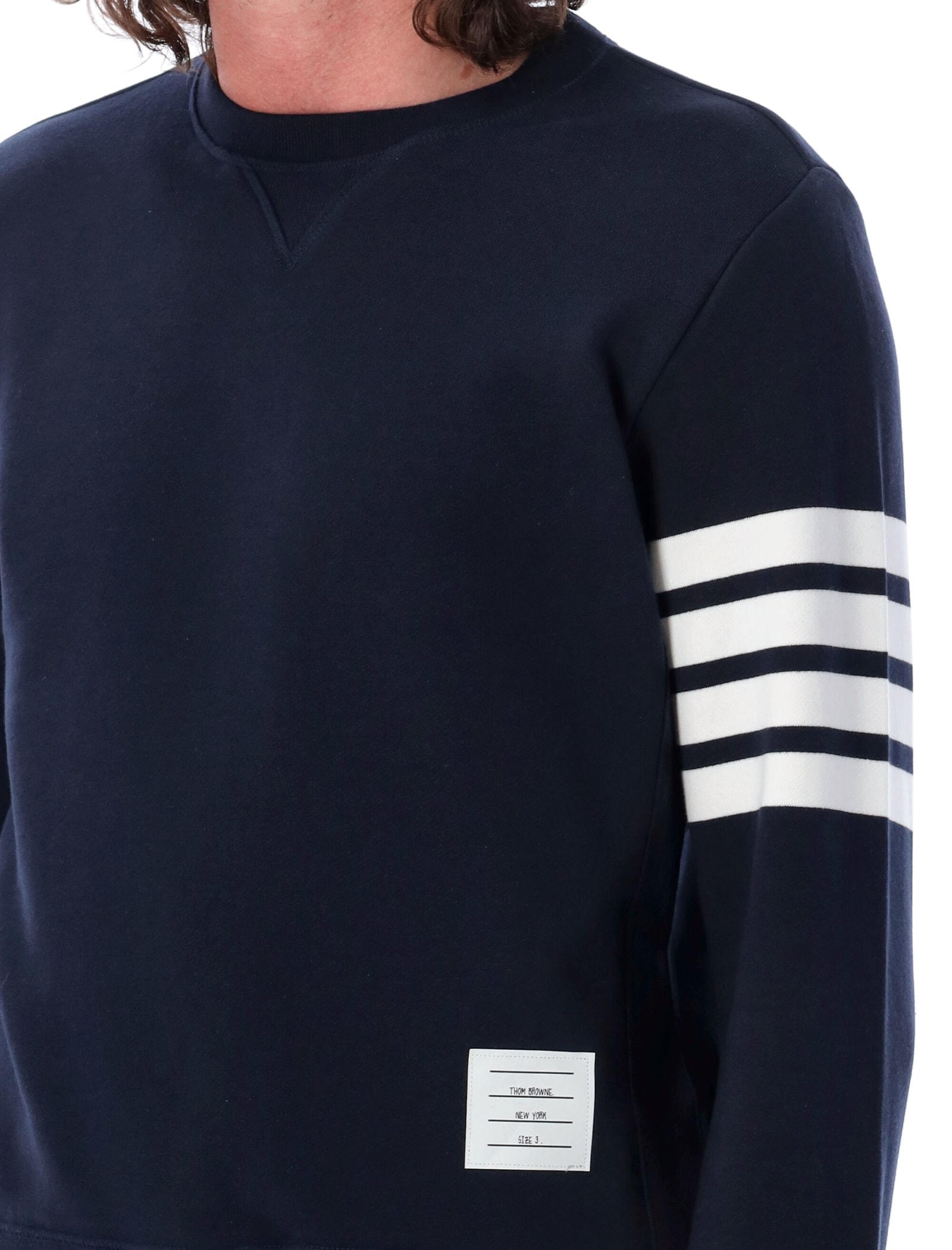 Shop Thom Browne Classic Crewneck In Navy