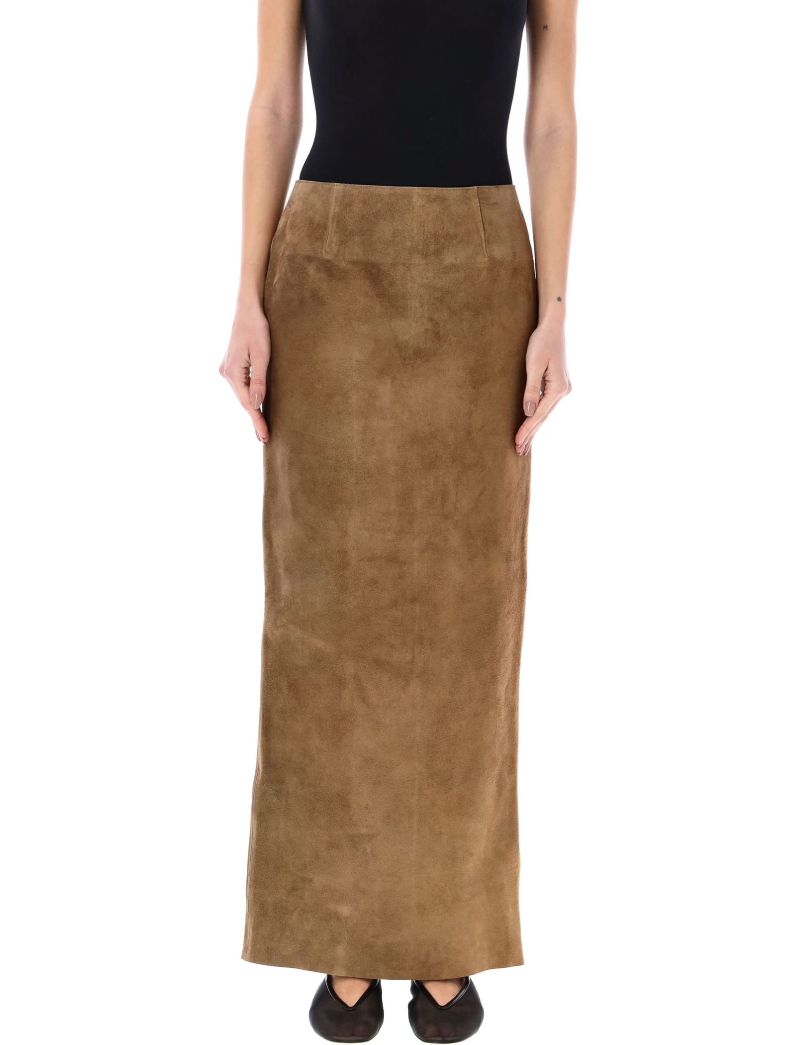 MARNI SUEDE LEATHER PENCIL SKIRT