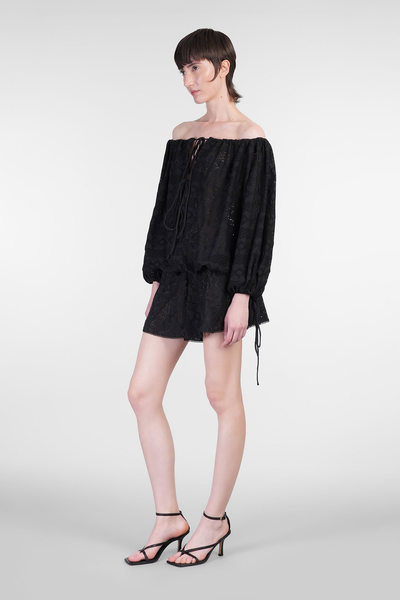 The Andamane Wilma Playsuit Jumpsuit In Black Cotton In Black