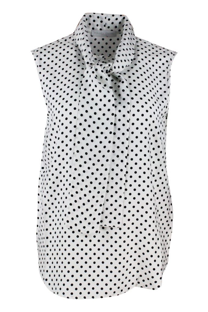 Fabiana Filippi Sleeveless Top In Silk Blend With Polka Dot Pattern And Tie At The Neck