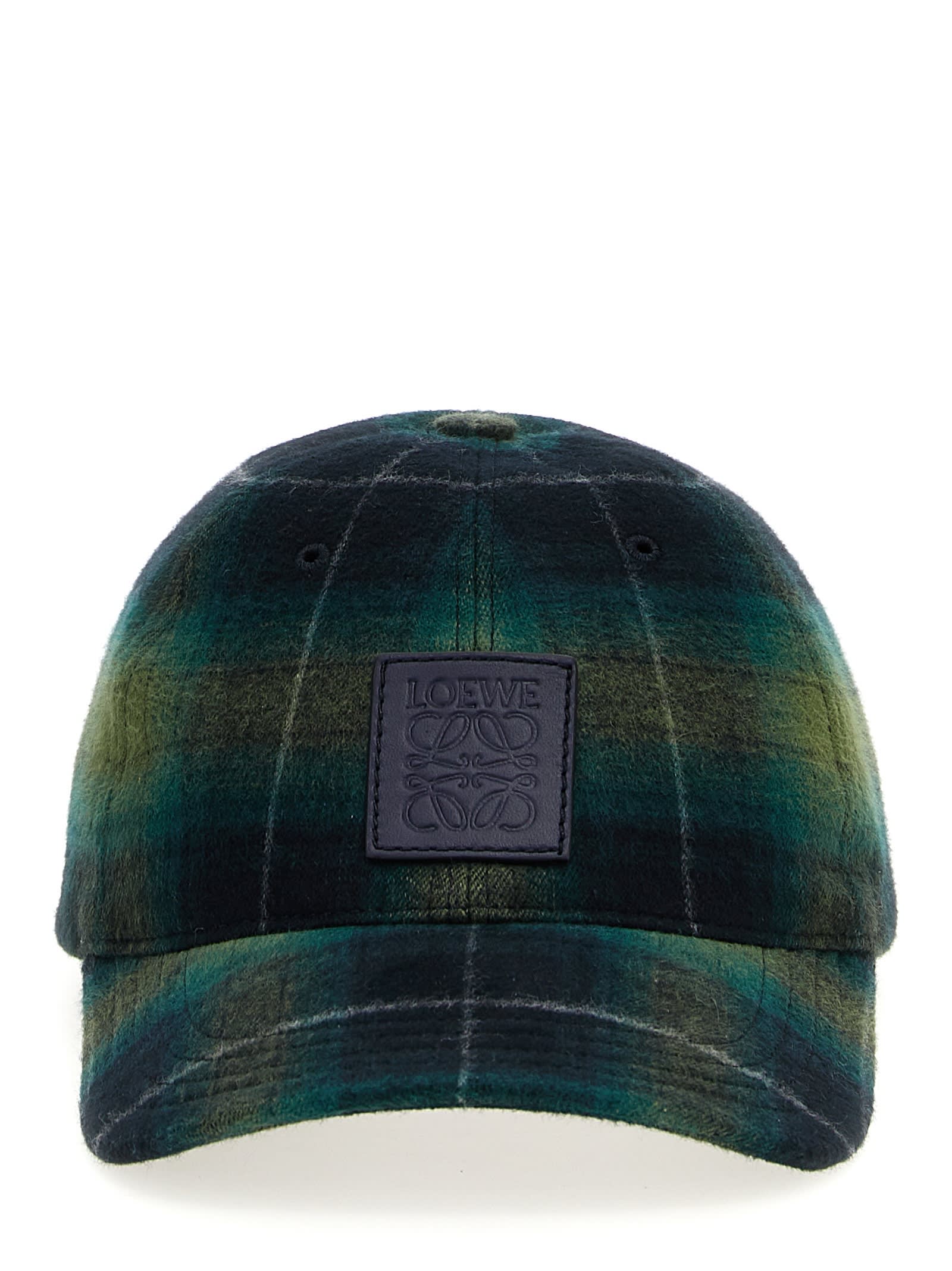 Shop Loewe Tartan Wool Cap In Multicolor