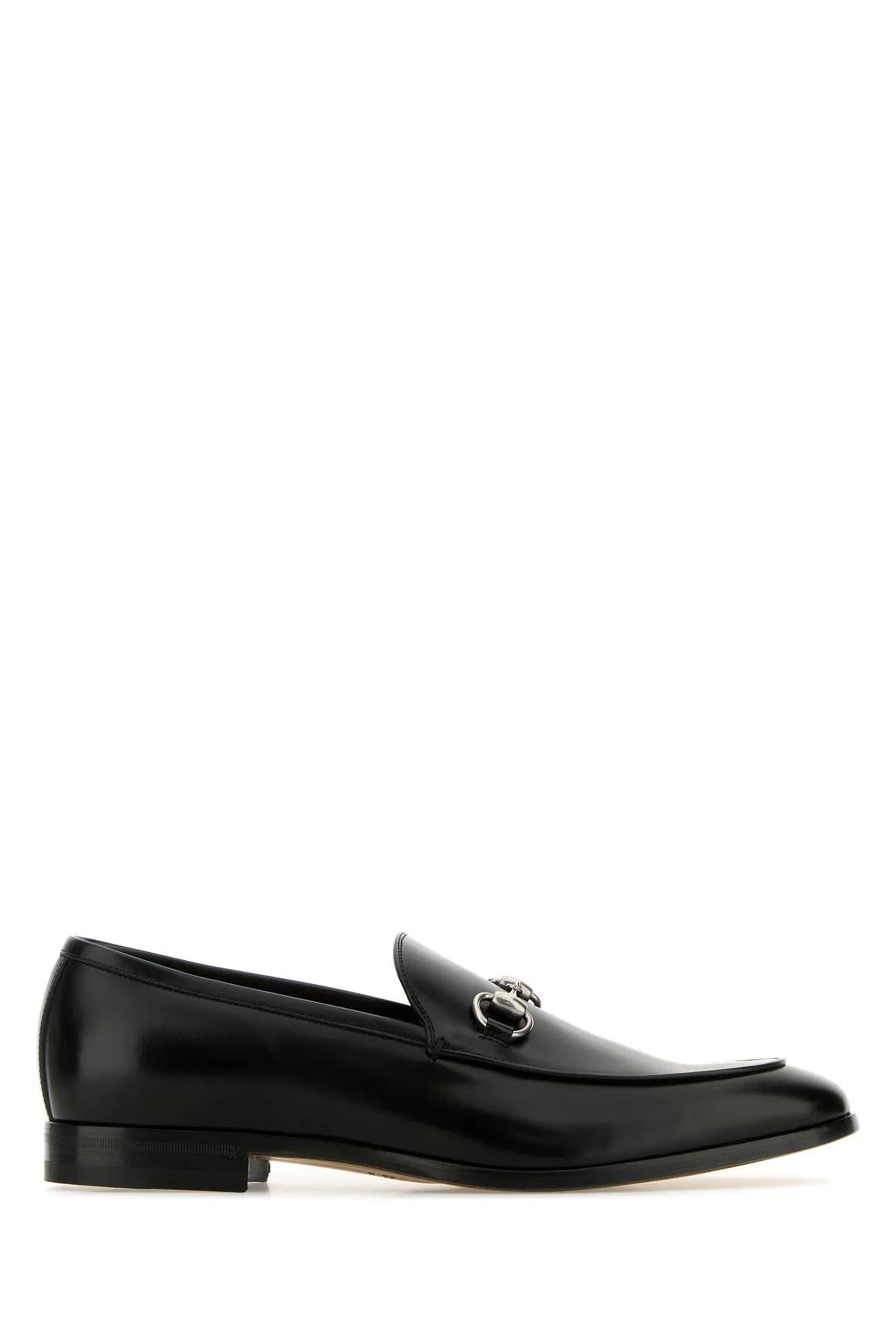 Shop Gucci Black Leather Loafers