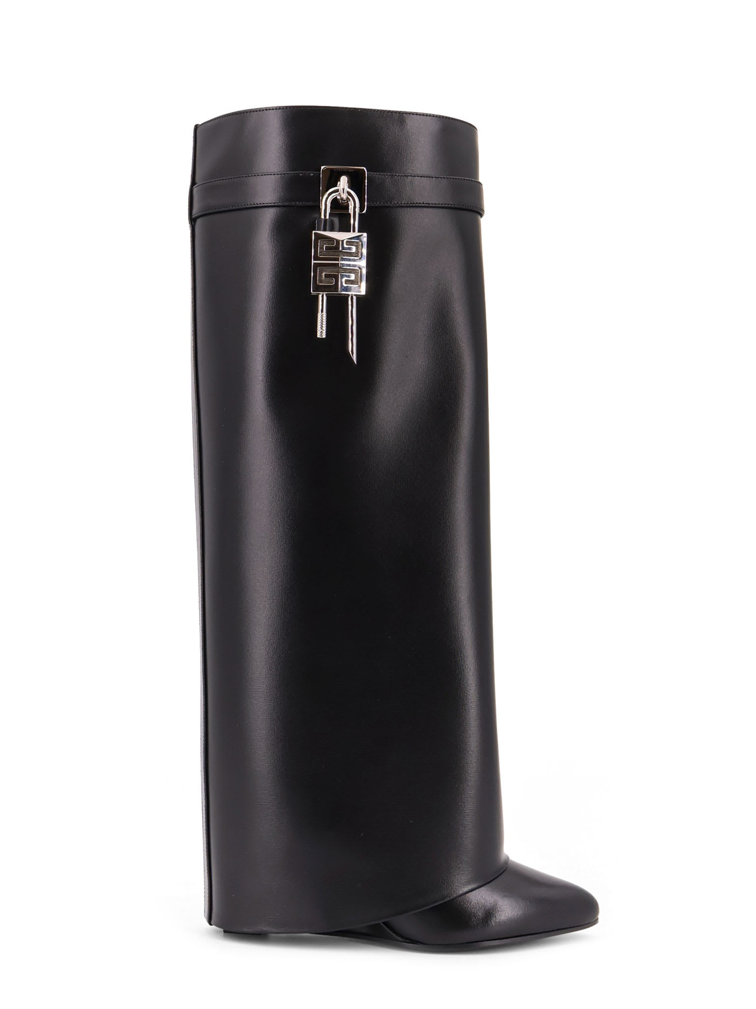 Givenchy Shark Lock Leather Boots In Black