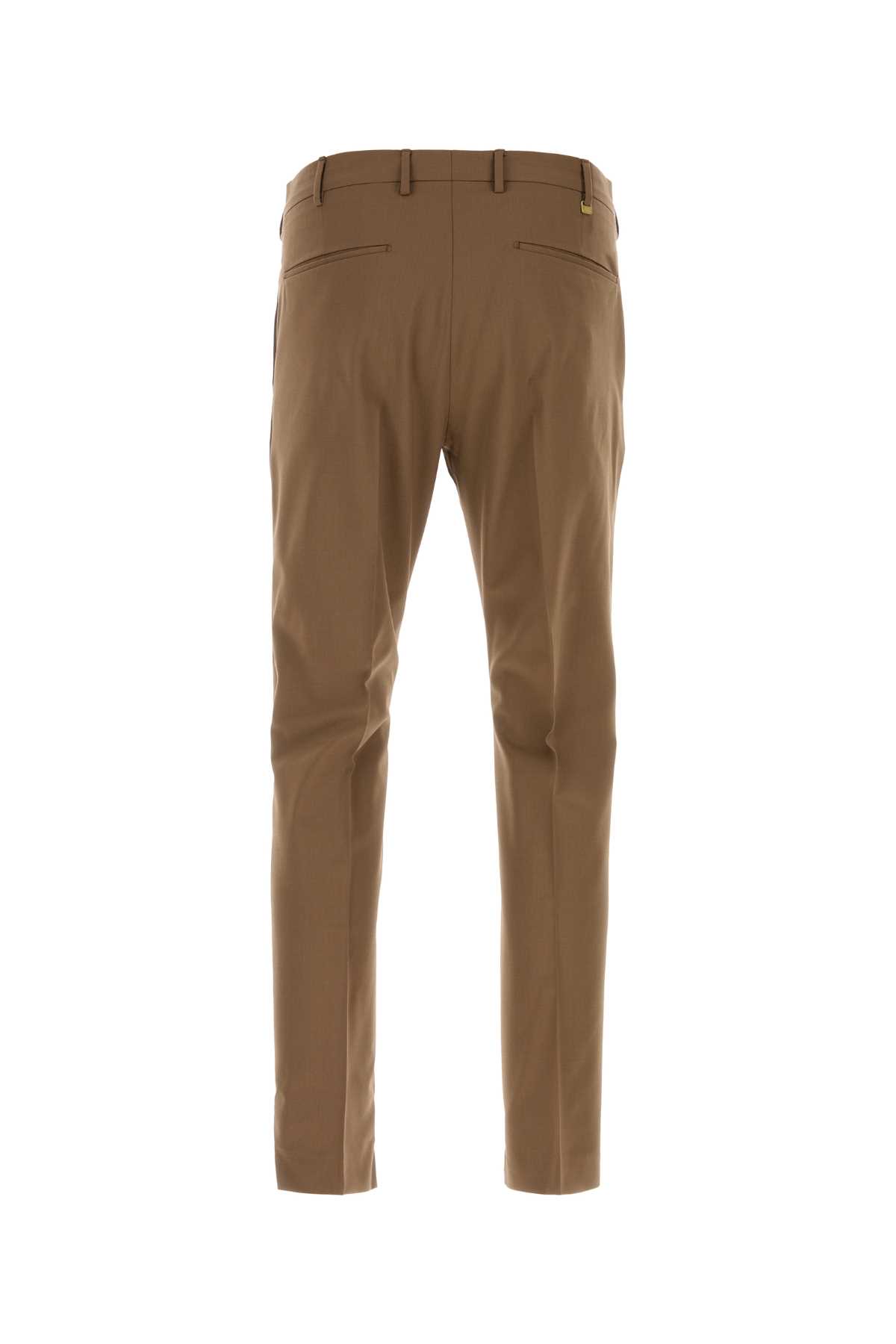 Pt Torino Stretch Cotton Trousers With Pockets And Creases In Brown