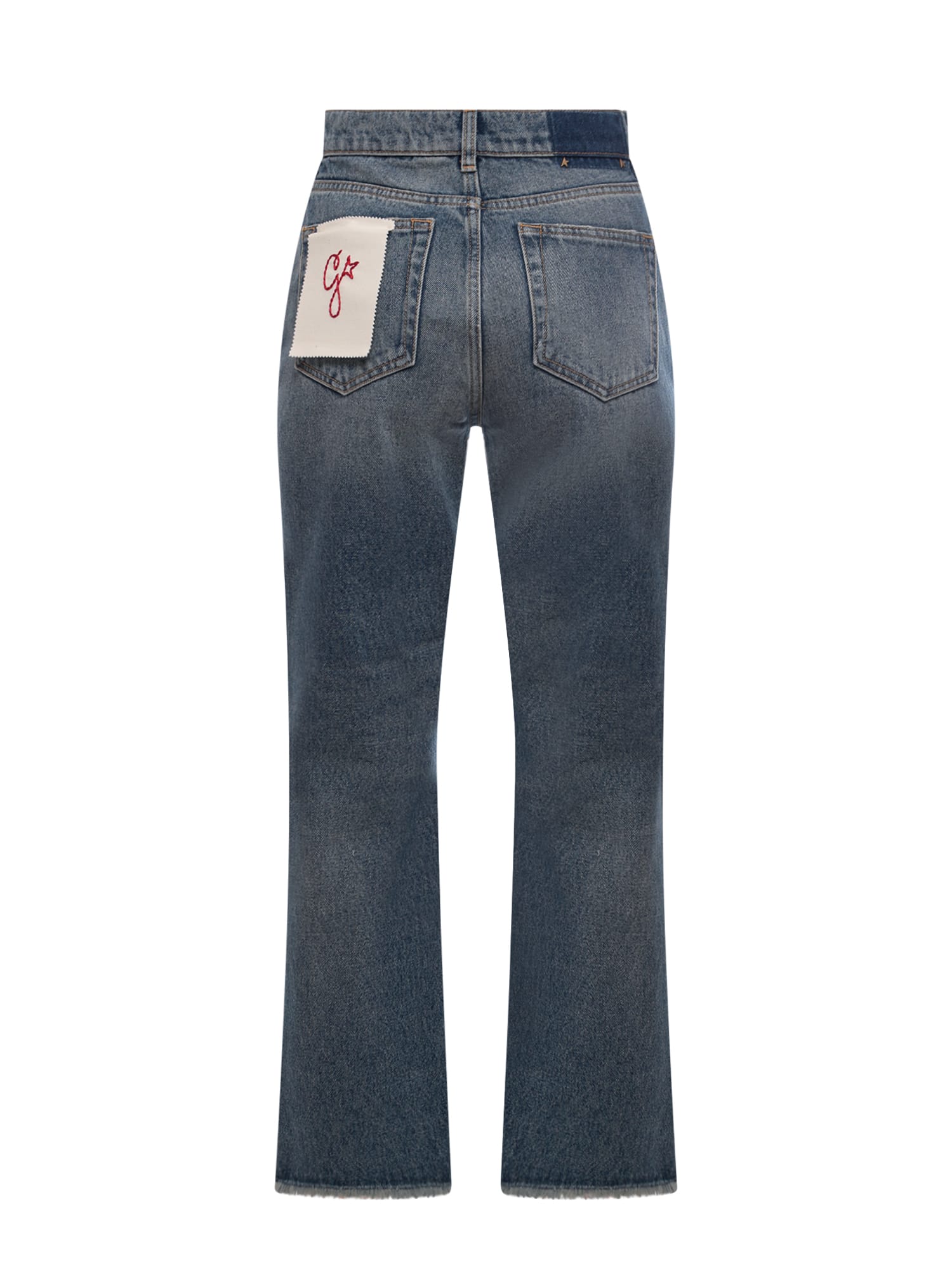 Shop Golden Goose Embroidered Patch Cropped Jeans In Denim
