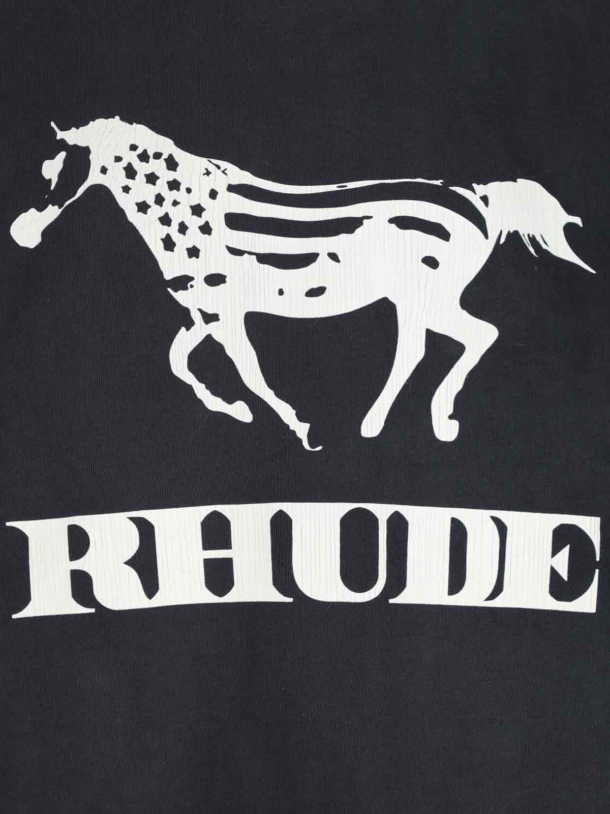 Rhude Crew Neck Short Sleeve Graphic Print T-shirt In Black