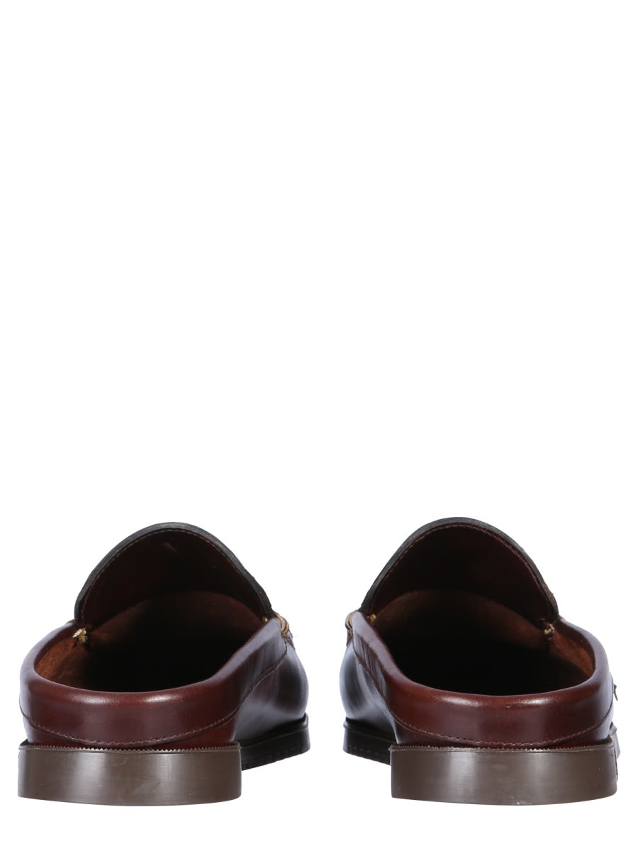 Paraboot Leather Mule Contrast Stitching In Brown
