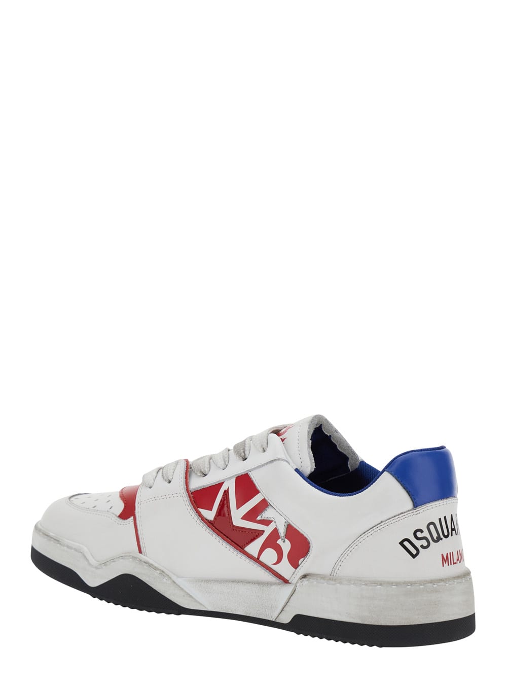 Dsquared2 White Sneakers With Distressed Effect And Logo On The Heel In White