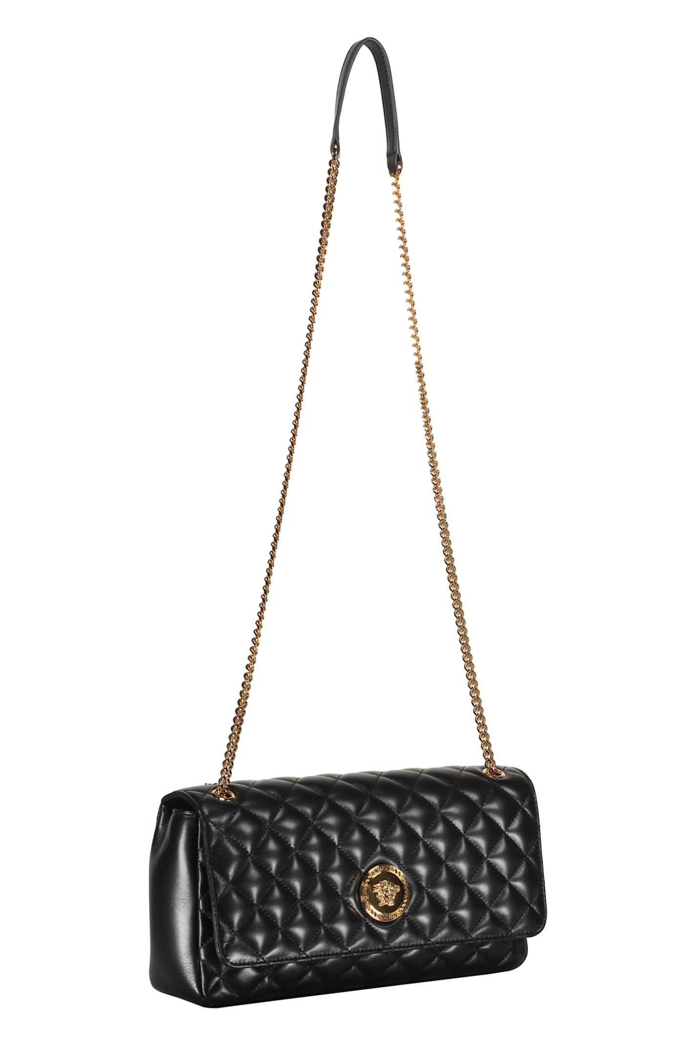Versace Leather Crossbody Bag In Black
