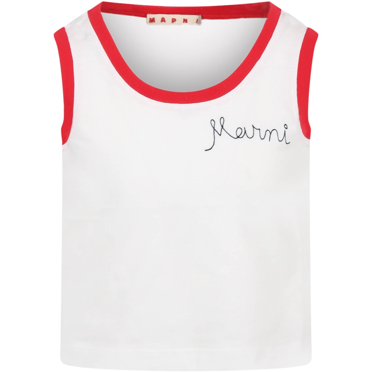 Marni White Tank-top For Girl With Logo