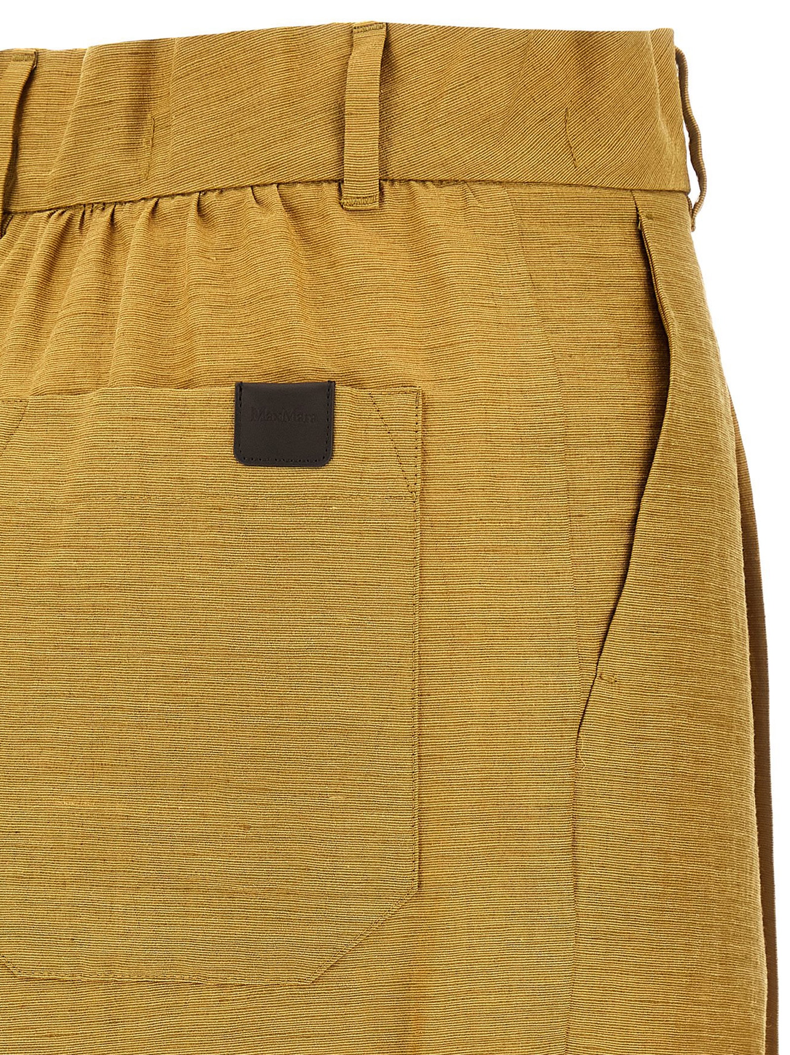 Max Mara Trousers Featuring Front Pleats And Back Pockets In Gold