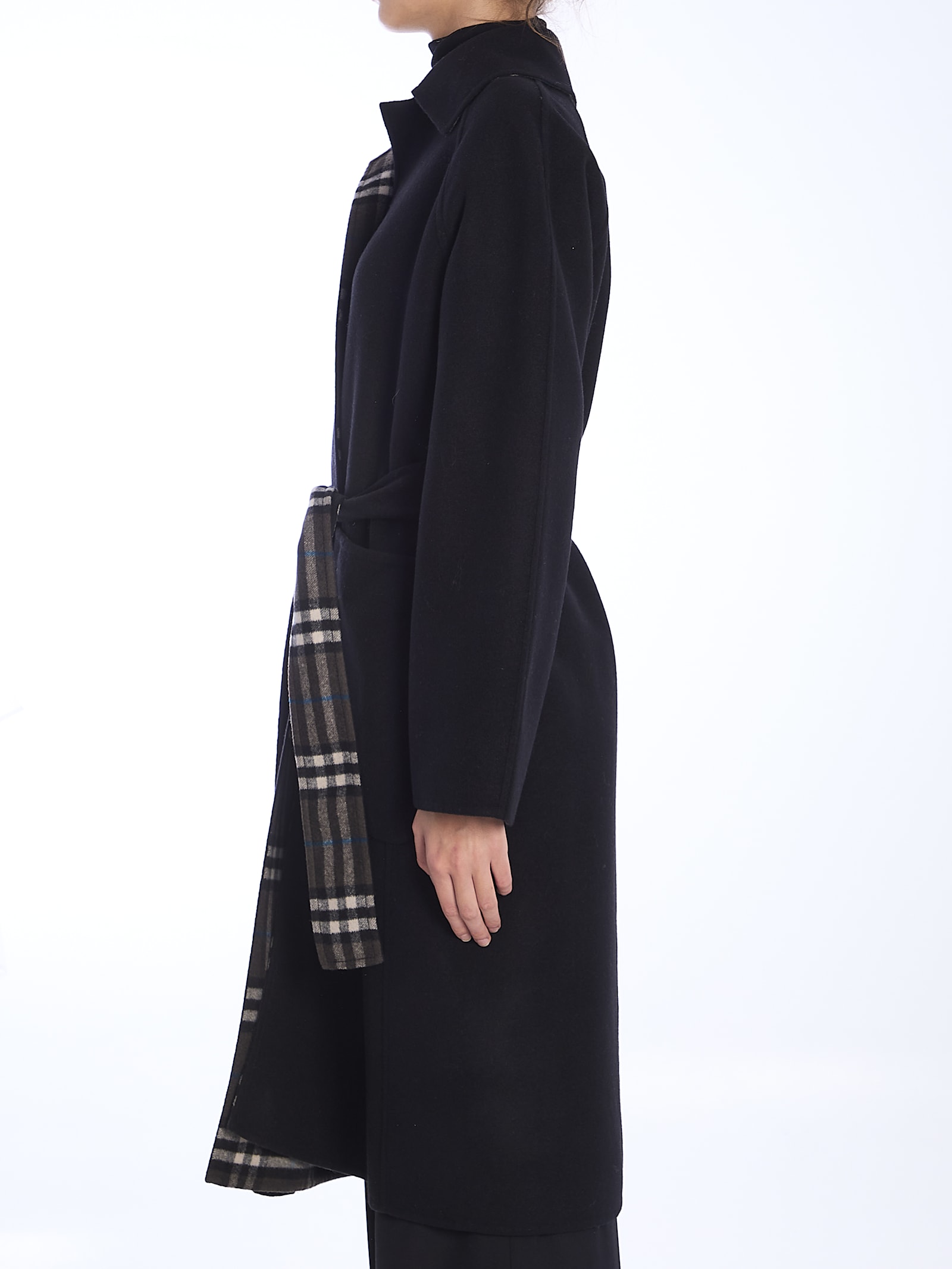 Shop Burberry Reversible Wool Coat In Black