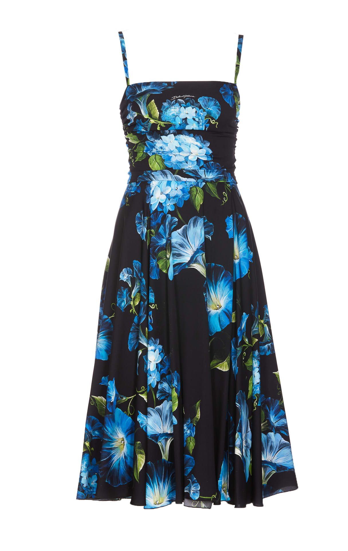 Shop Dolce & Gabbana Bluebell Print Dress In Multicolour