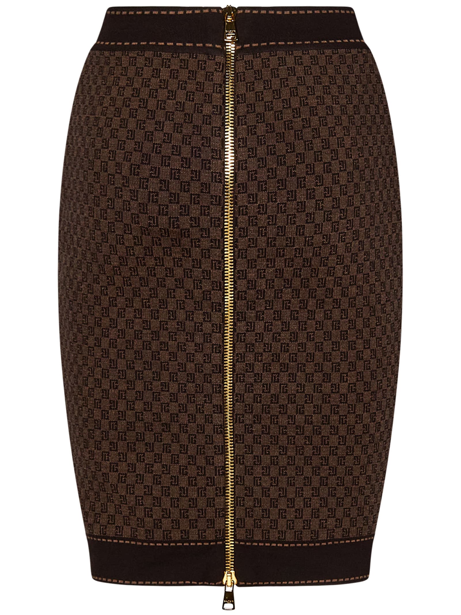 Shop Balmain Mini Skirt In Marrone