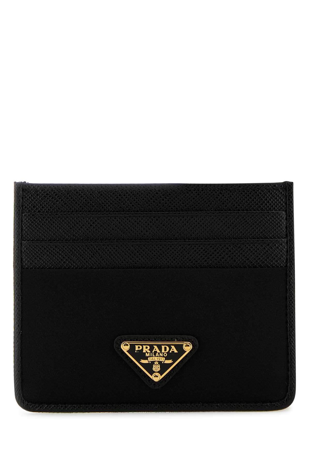 Shop Prada Black Fabric And Leather Card Holder