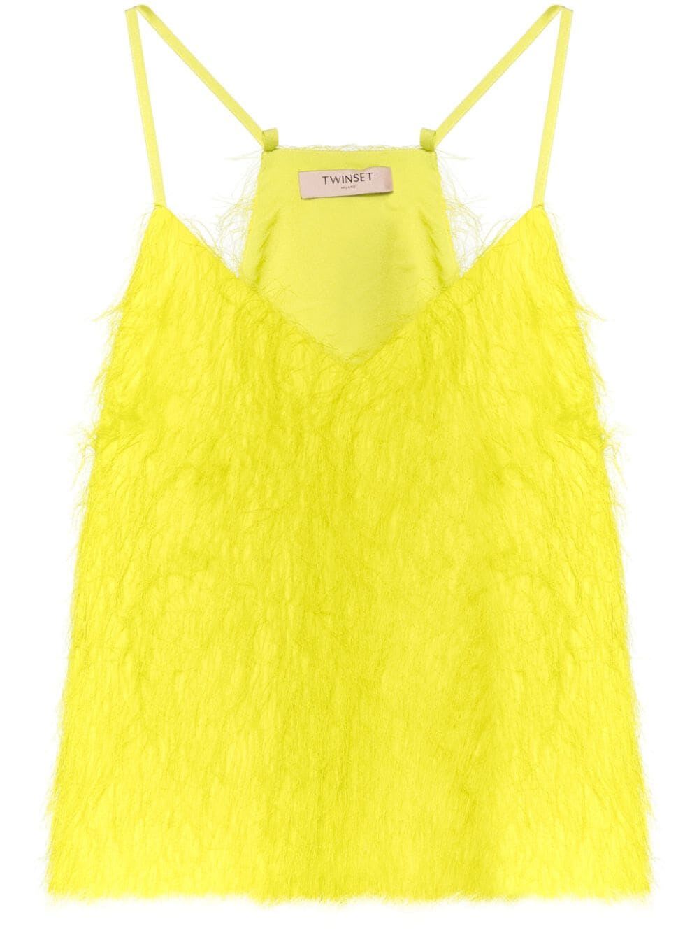 Shop Twinset Thin Straps Top In Light Lemon