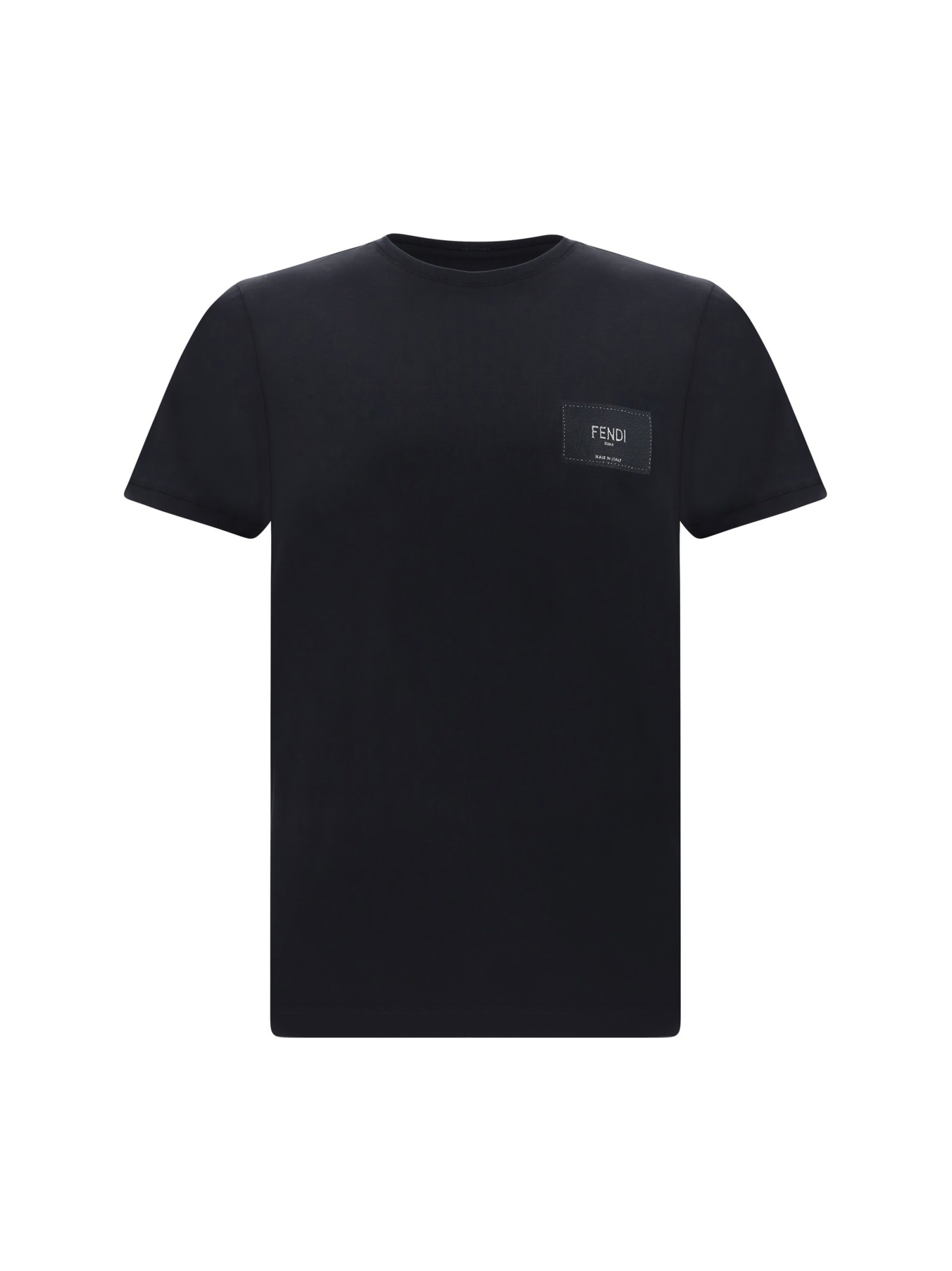 T-shirt With Leather Logo Patch