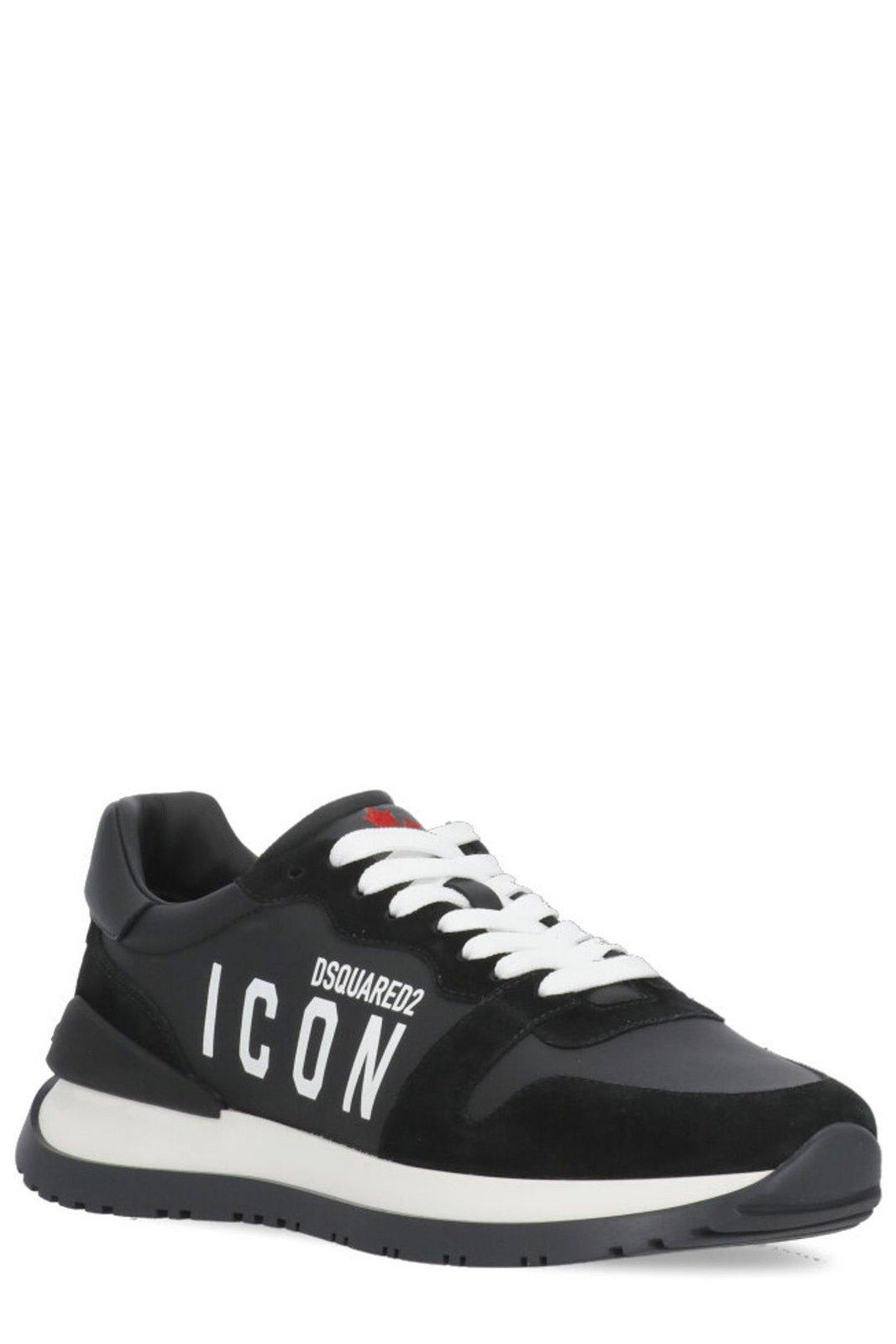 Shop Dsquared2 Icon Lace-up Running Sneakers In Nero Bianco