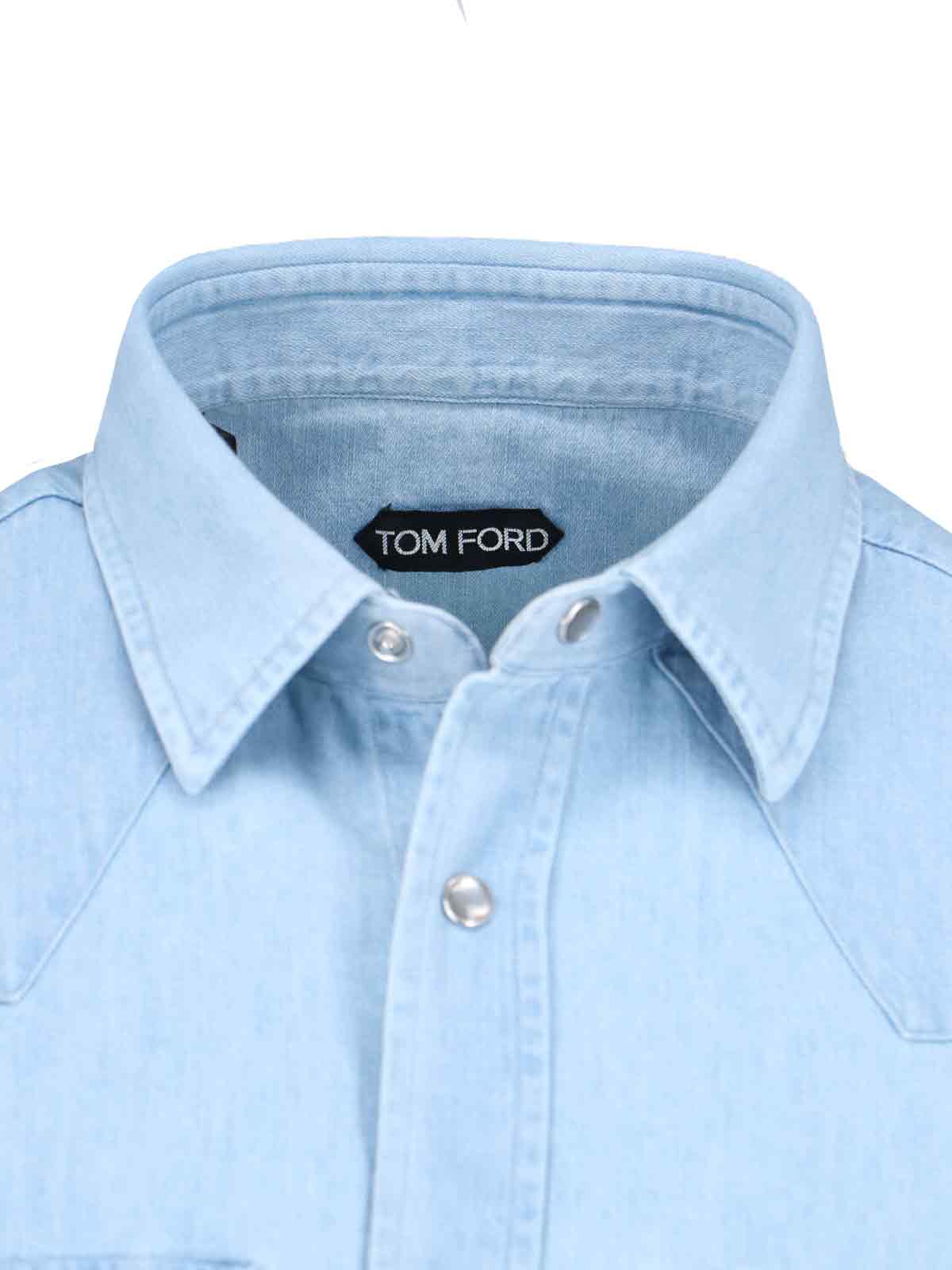 Tom Ford Relaxed Fit Shirt Long Sleeves In Light Blue