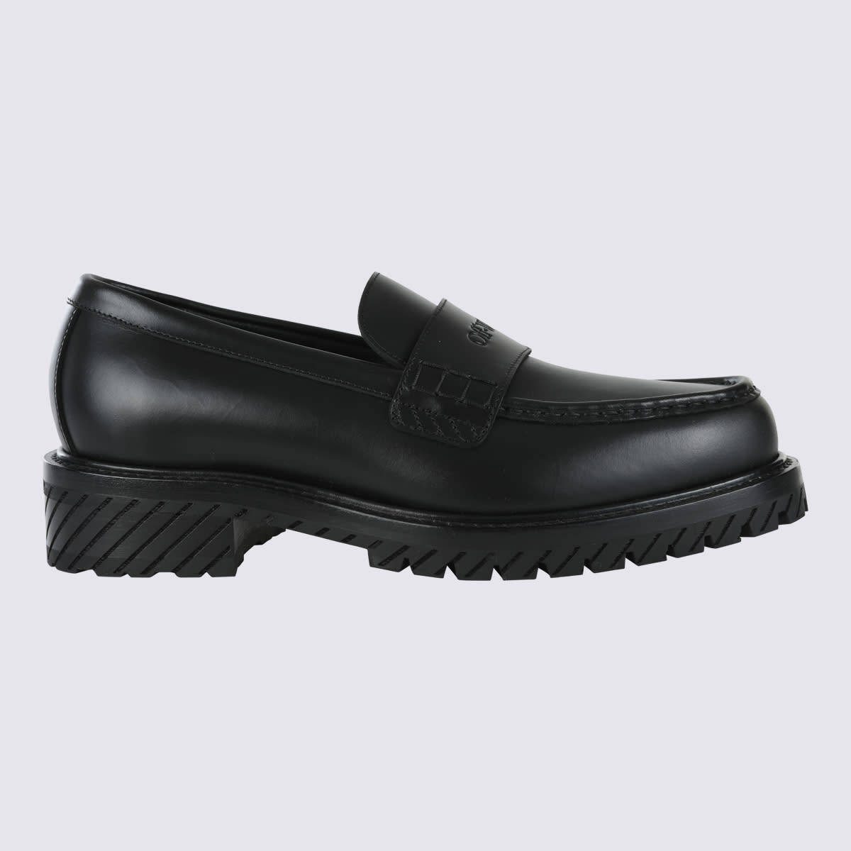 Off-white Black Leather Loafers