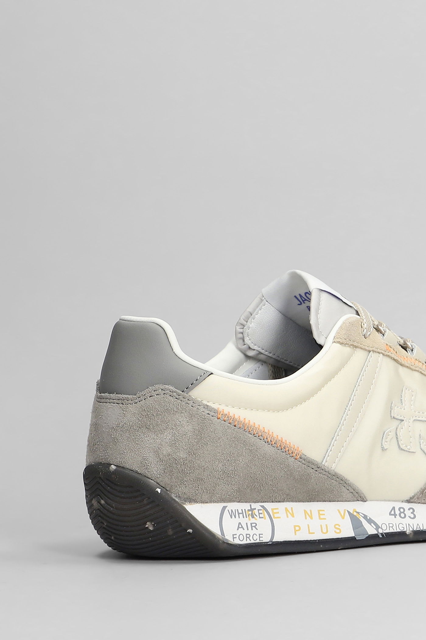 Premiata Jackyx Sneakers In Grey Suede And Fabric In Multi