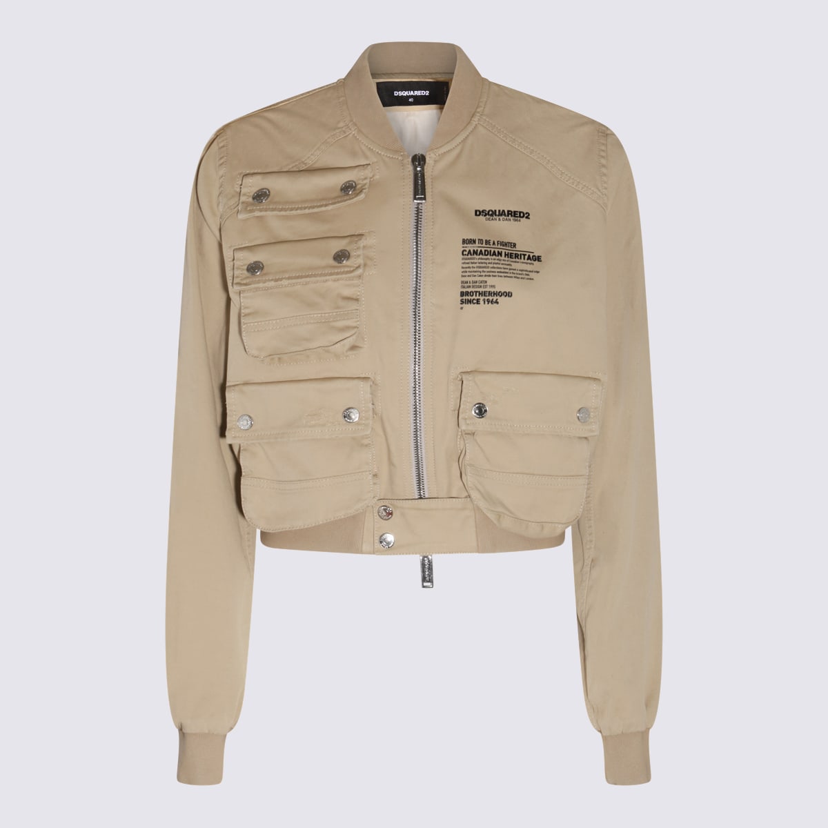 Shop Dsquared2 Beige Cotton Casual Jacket In Stone
