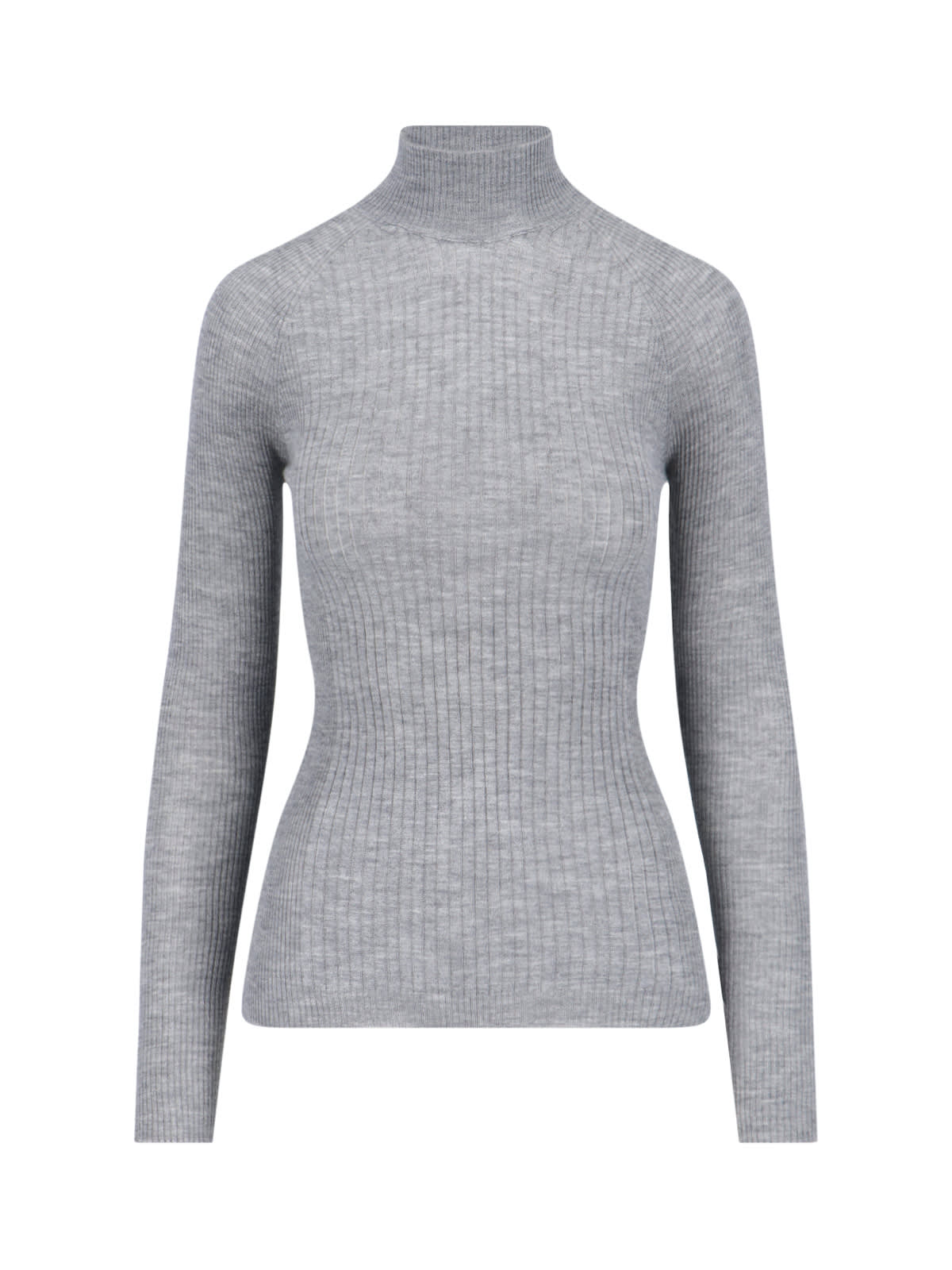 Sa Su Phi Long Sleeve Mock Neck Knitwear Top In Gray