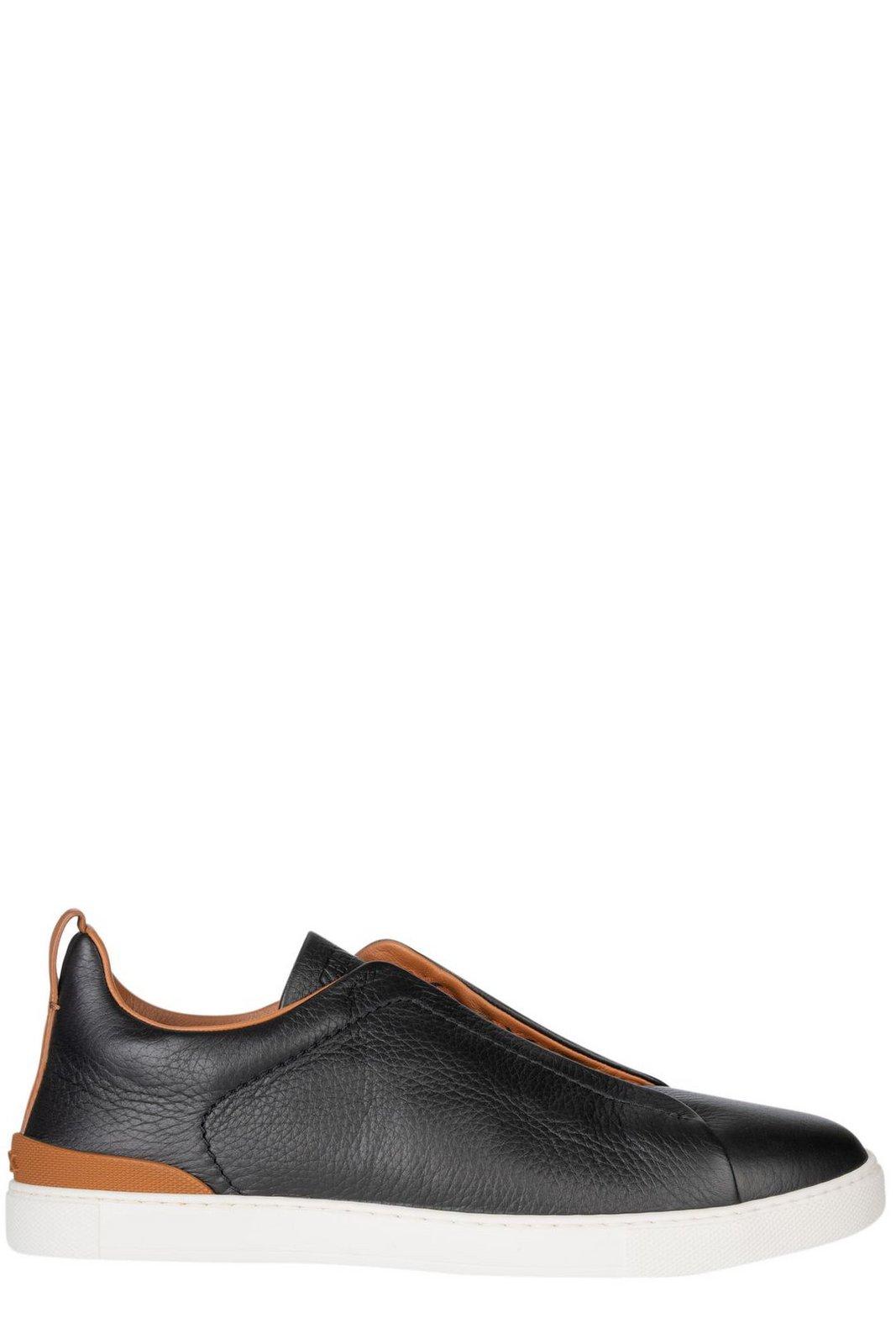 ZEGNA ROUND TOE SLIP-ON SNEAKERS