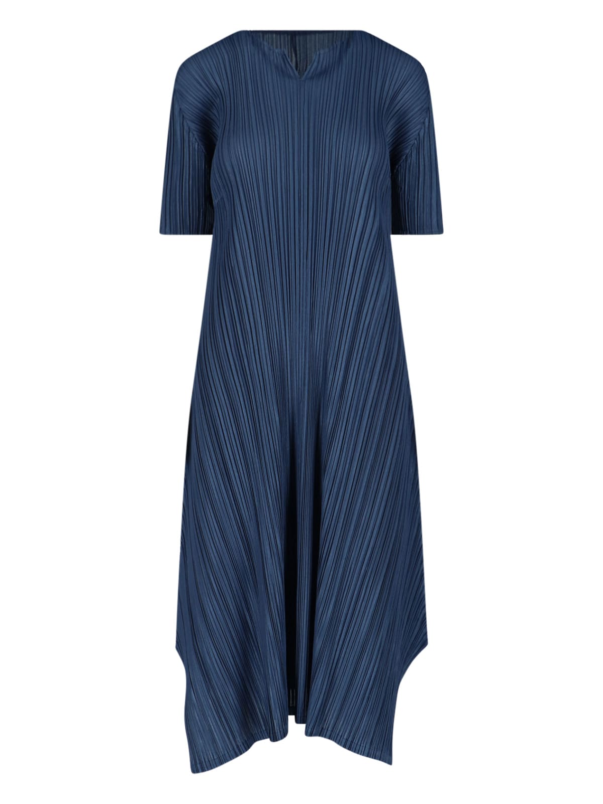 Issey Miyake Softly Draped Dress Short Sleeves In Blue