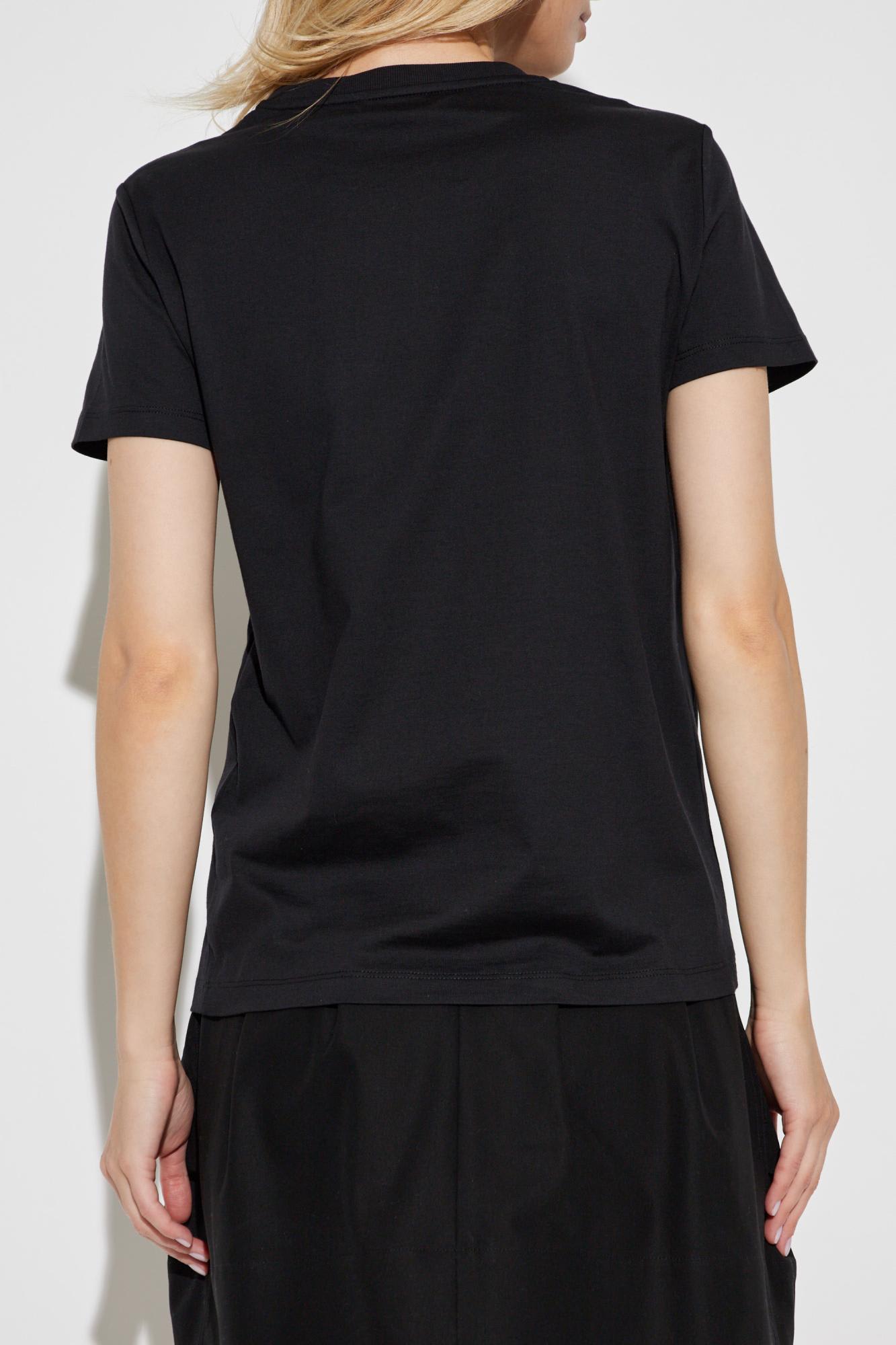 Max Mara Papaia Logo Embroidered T-shirt In Black