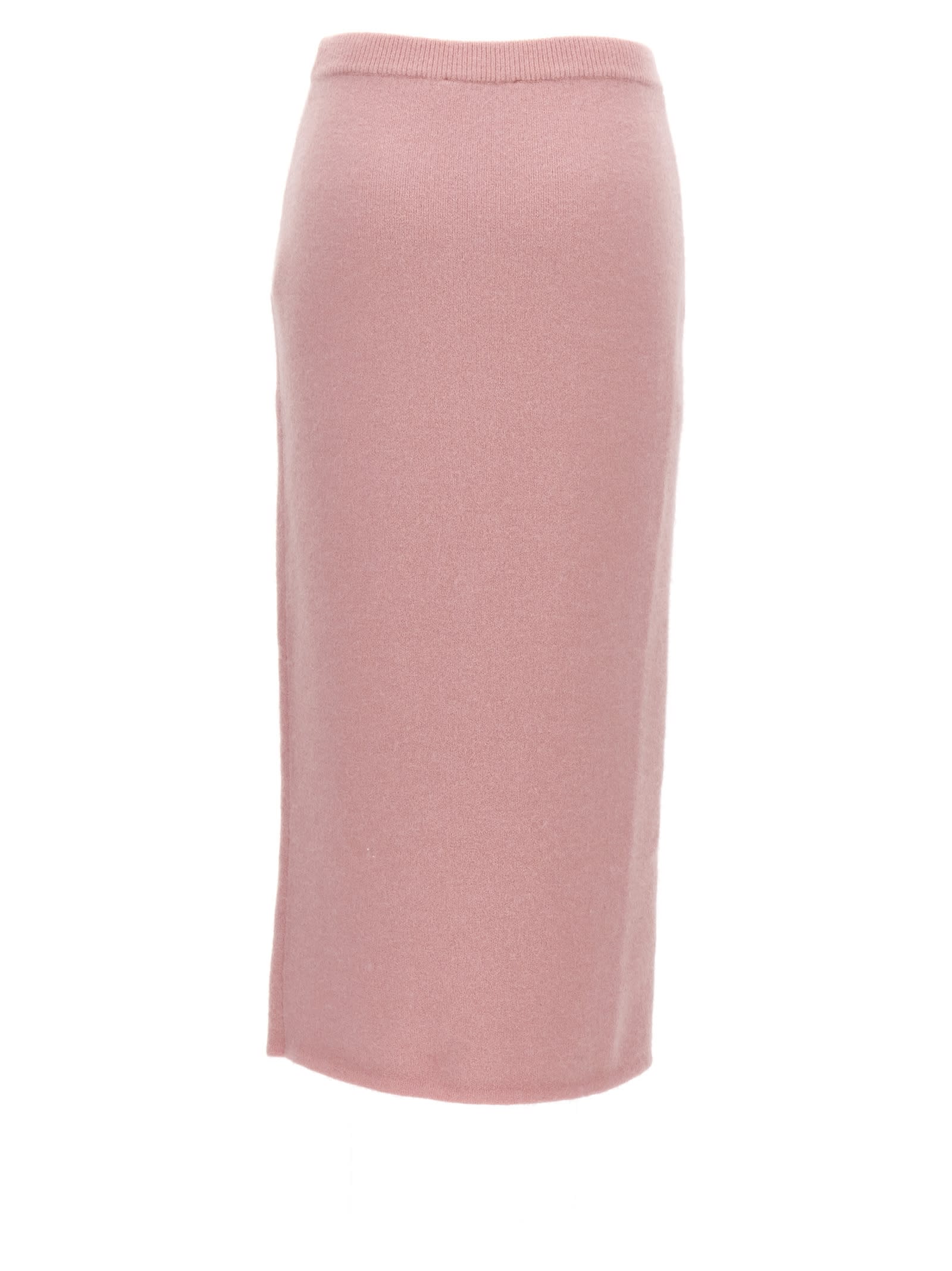 SELF-PORTRAIT PINK EMBELLISHED KNIT MIDI SKIRT 