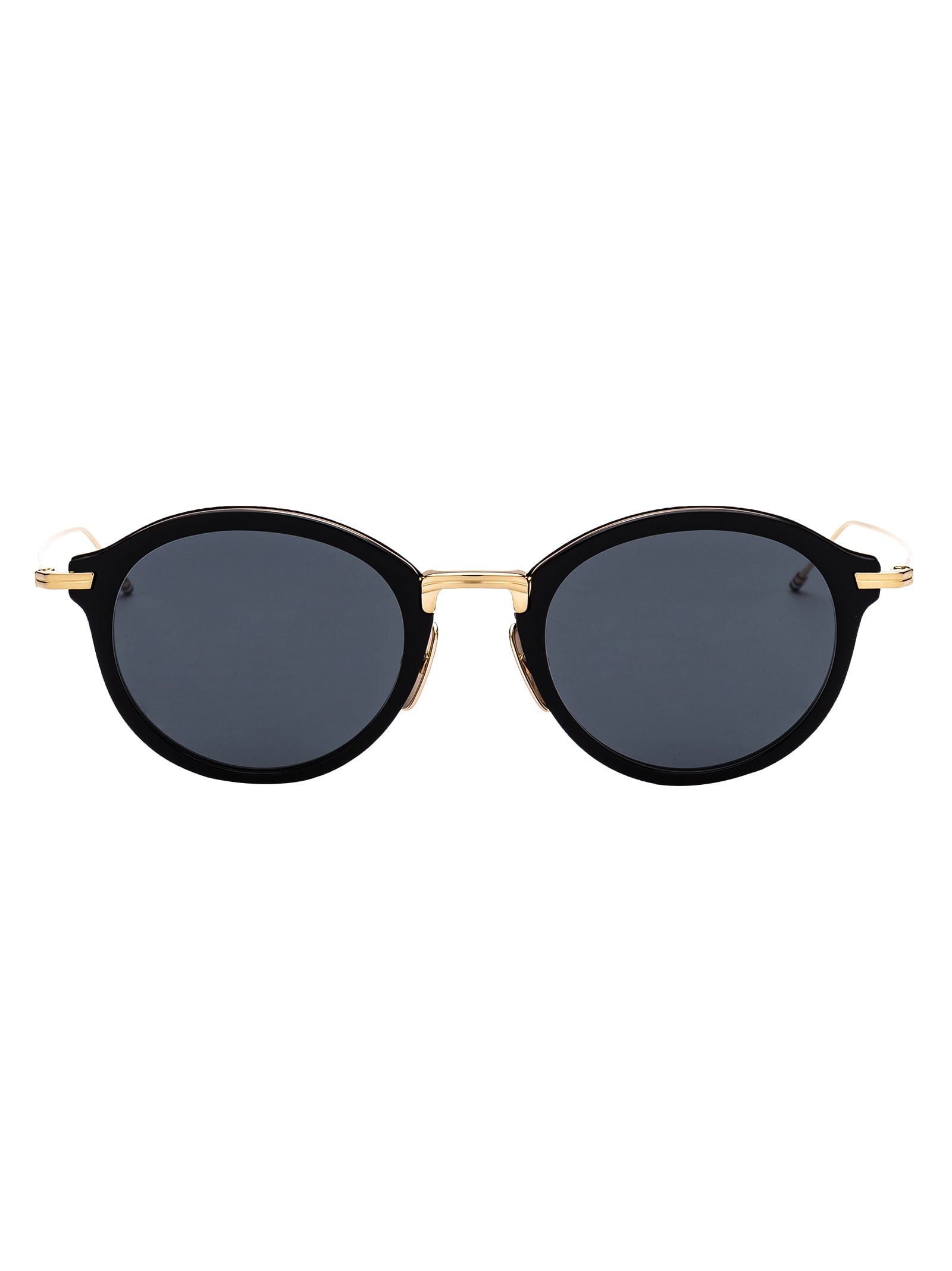 Shop Thom Browne Tb-908 Sunglasses In Black/white Gold