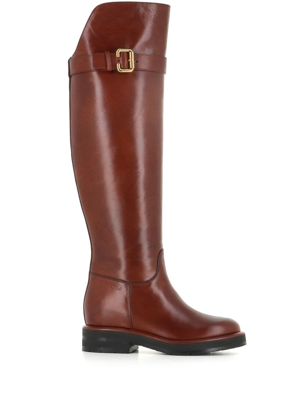 Shop Chloé High Coddington Boots In Cognac Brown