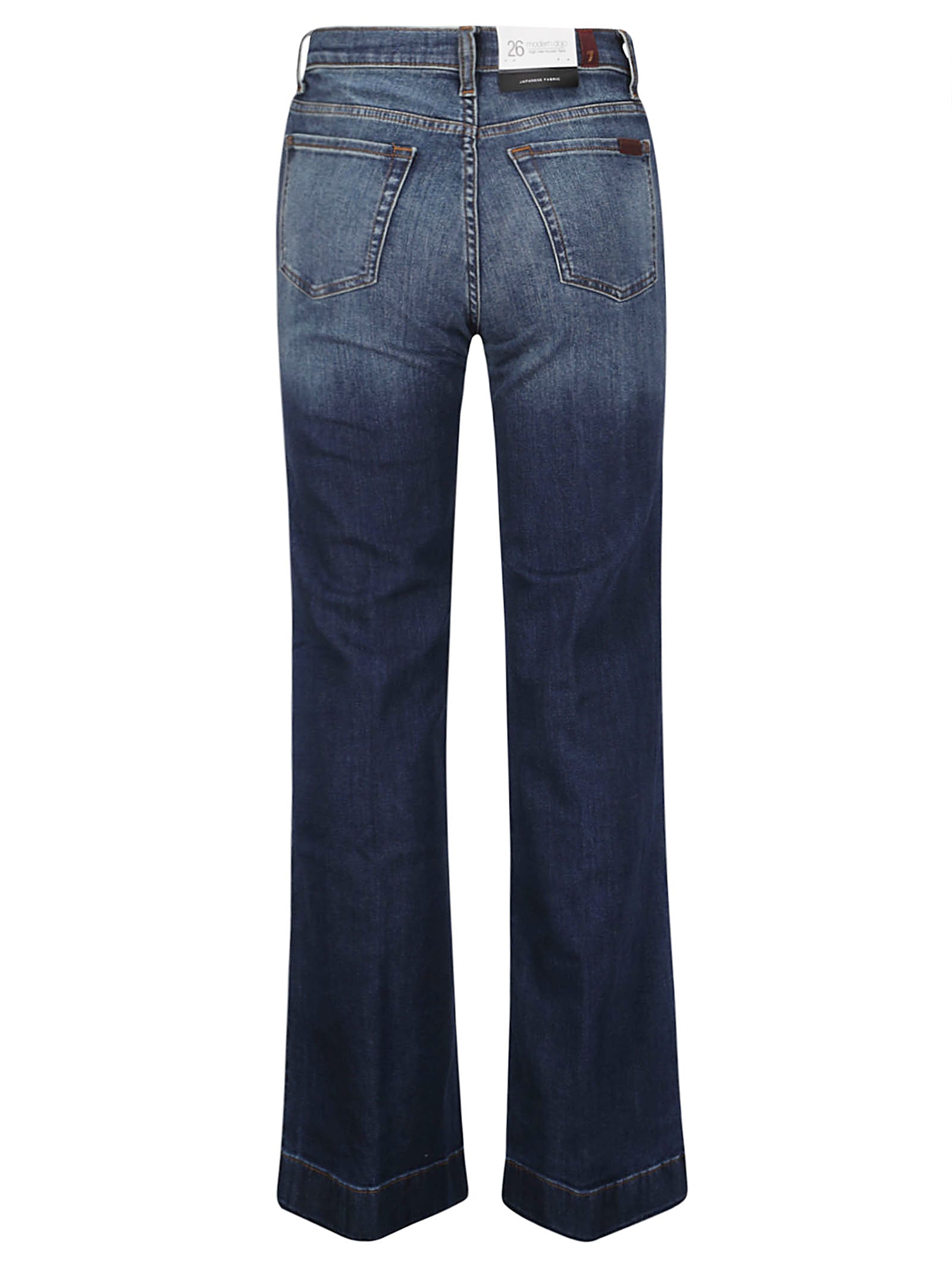 7 For All Mankind Straight-leg Jeans With Slightly Flared Hem In Dark Blue