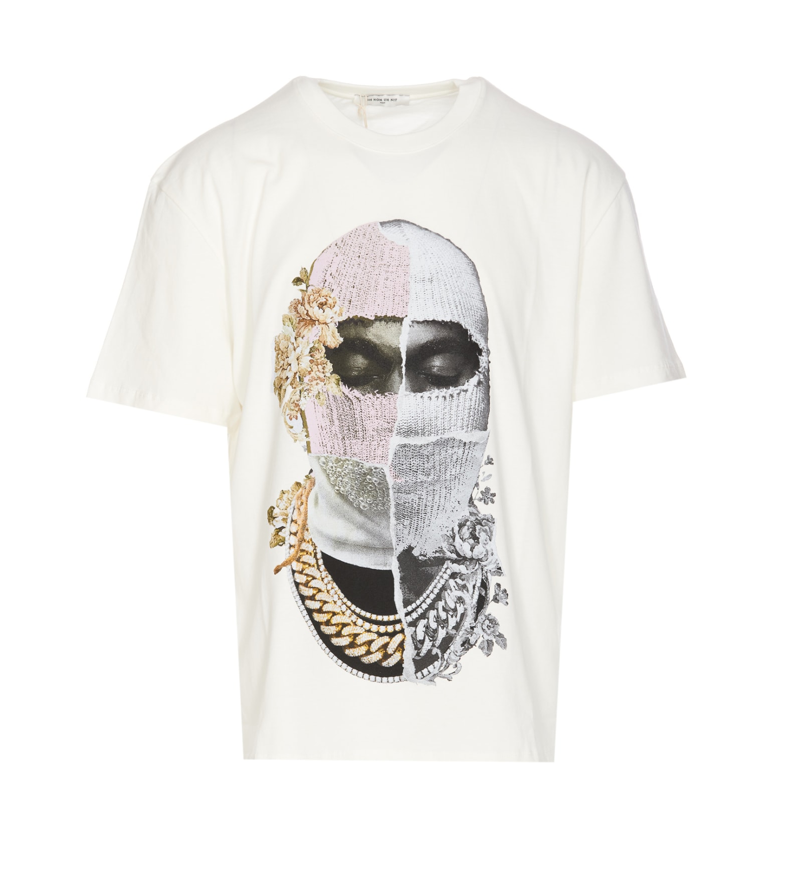 Shop Ih Nom Uh Nit Logo T-shirt With Newspaper Mask In White