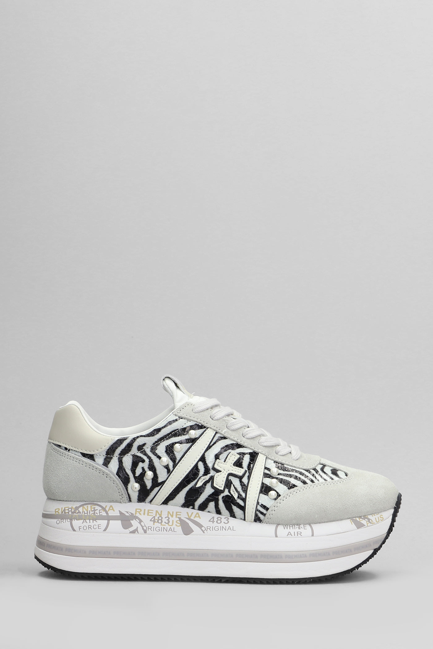 Shop Premiata Beth Sneakers In White Suede And Fabric