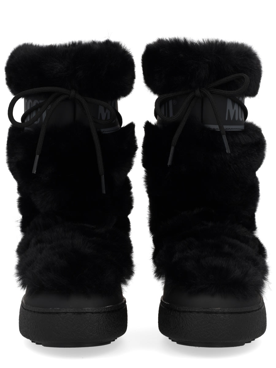 Moon Boot Boot "ltrack High Faux-fur" In Black