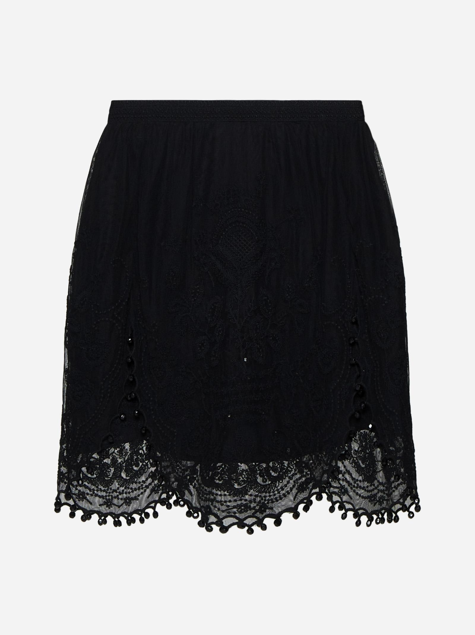 Shop Isabel Marant Viny Lace Miniskirt In Black