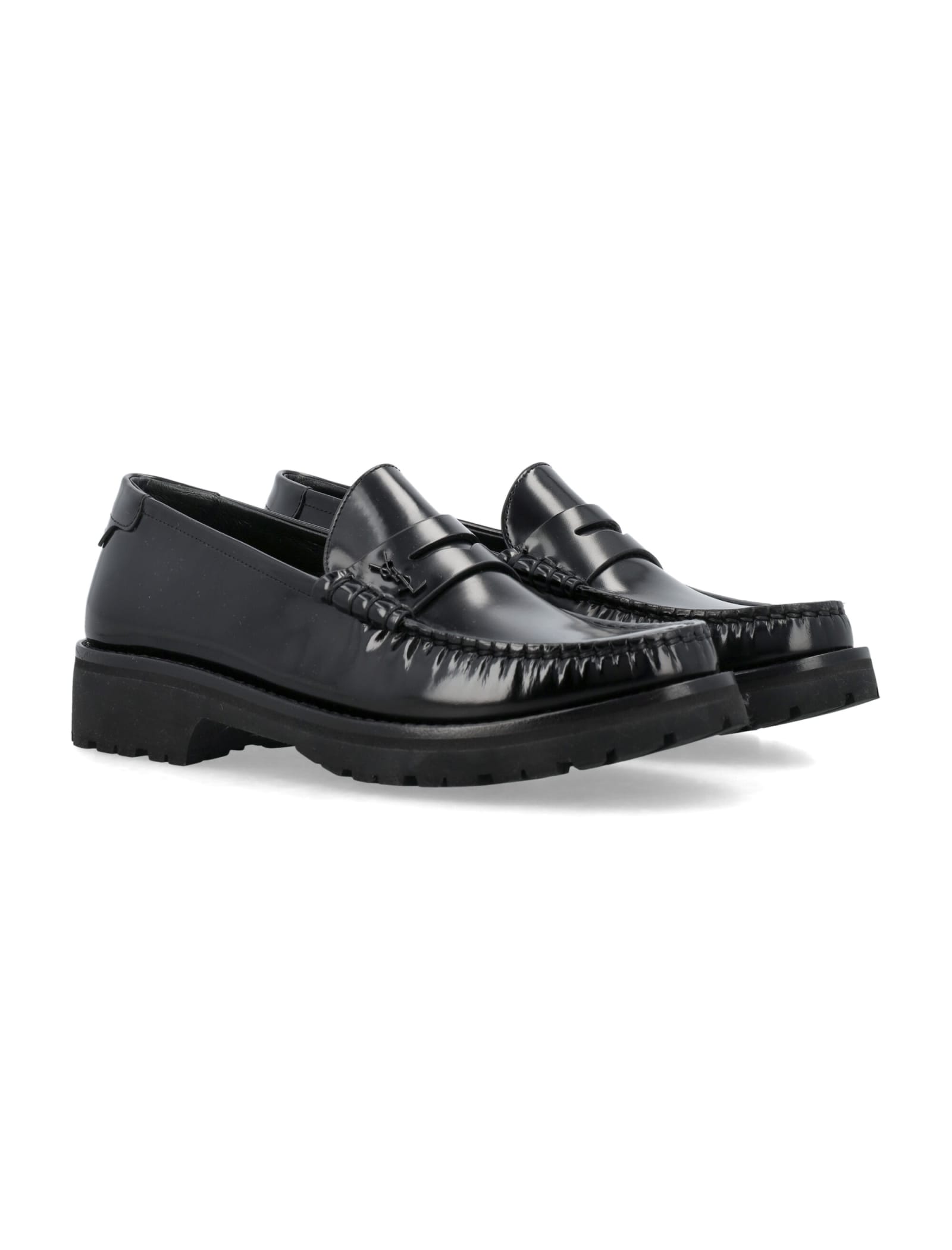 Saint Laurent Penny Loafers In Black