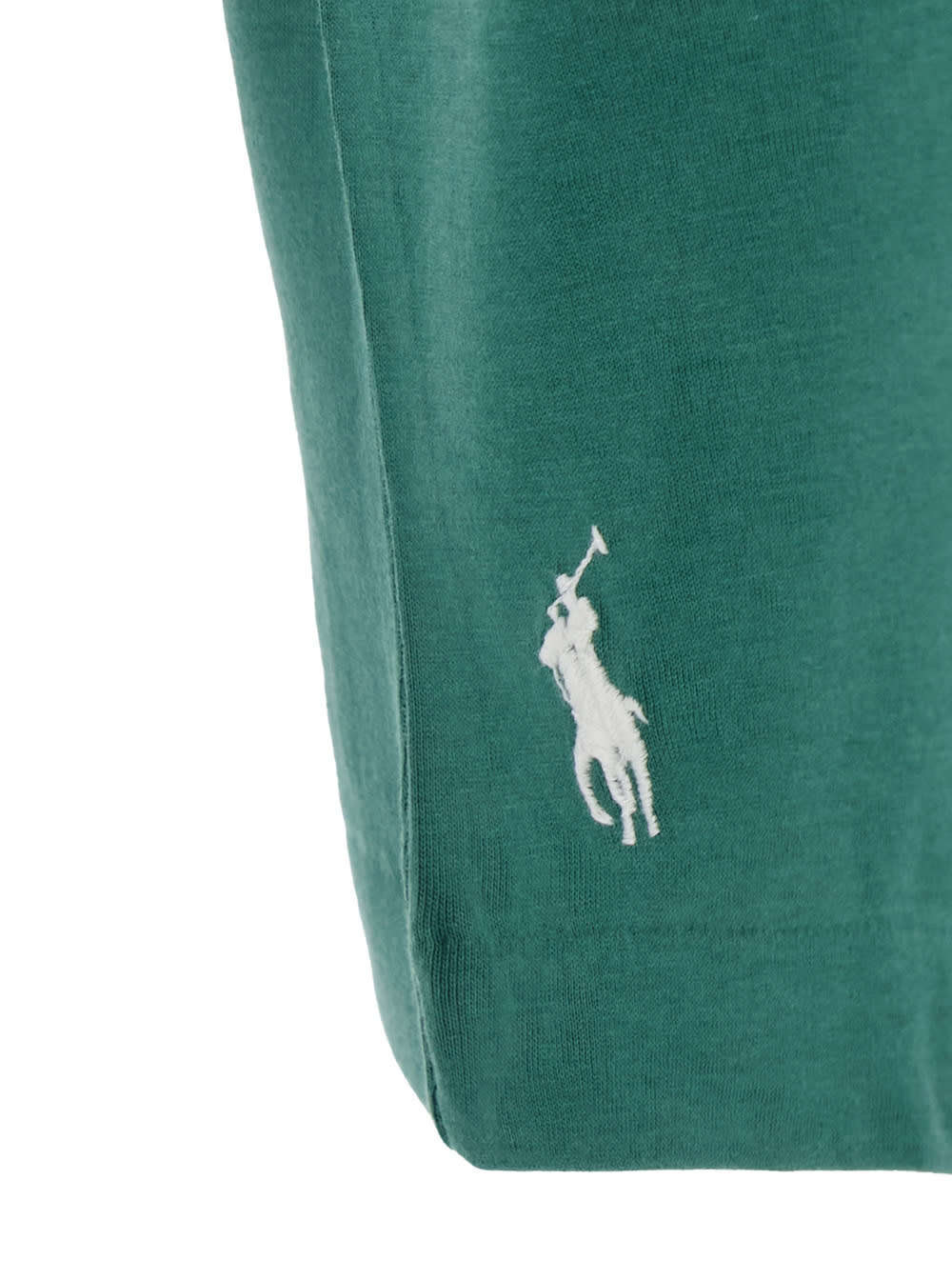 Polo Ralph Lauren Green Crewneck T-shirt With Logo Lettering On The Fornt And Pony Embroidery On The Front