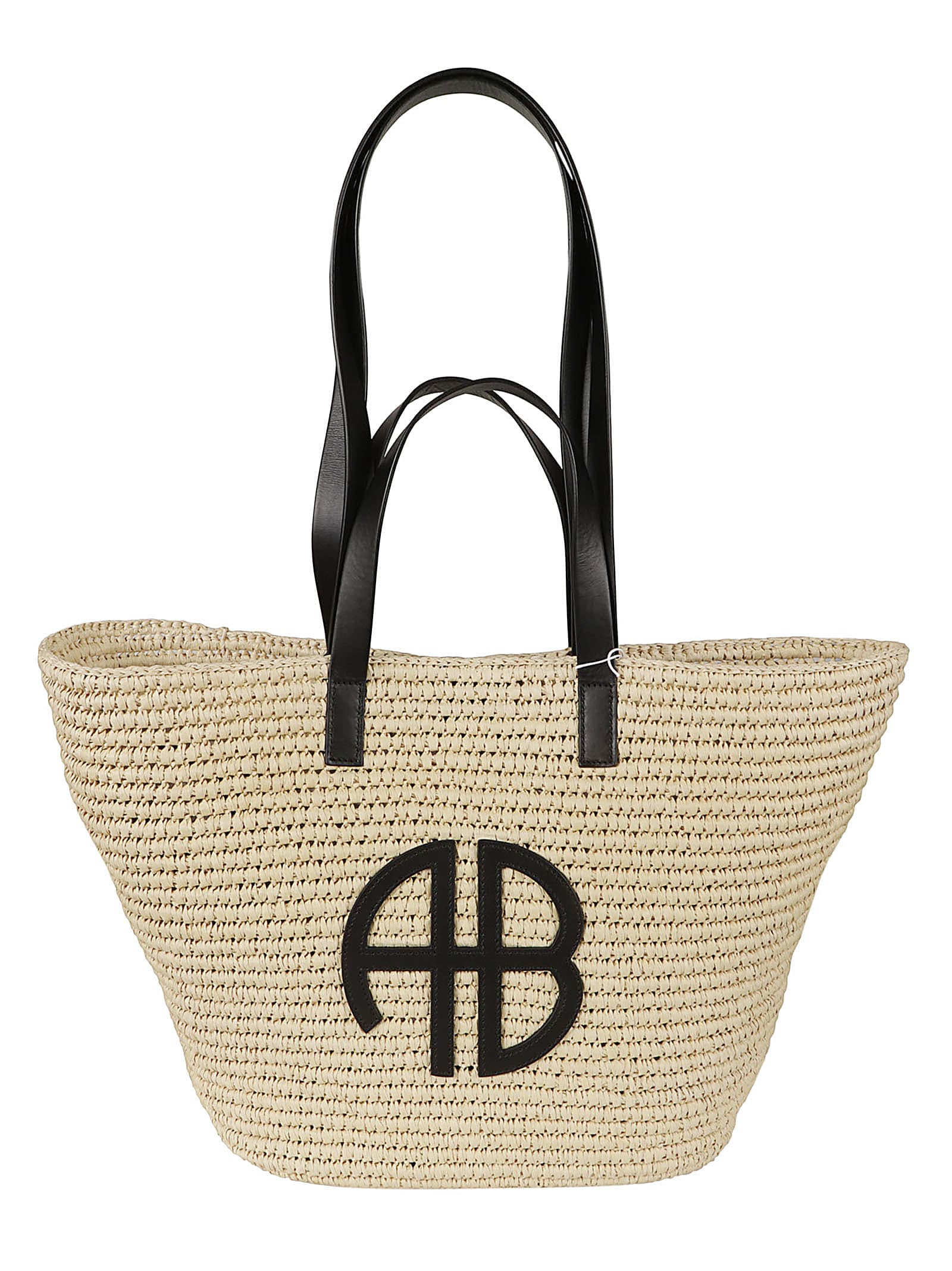 Shop Anine Bing Logo Embossed Woven Shopper Bag In Multi