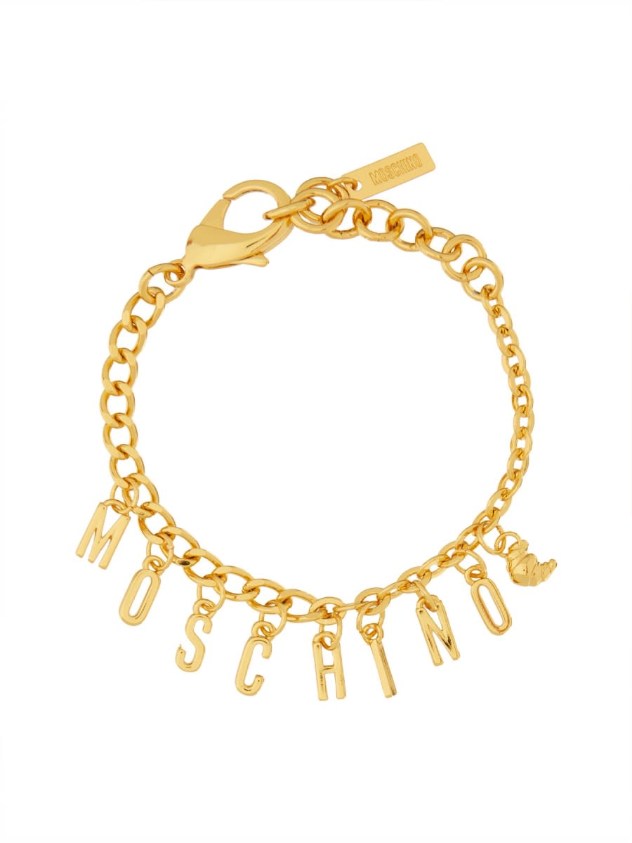 Moschino Logo Bracelet In Gold