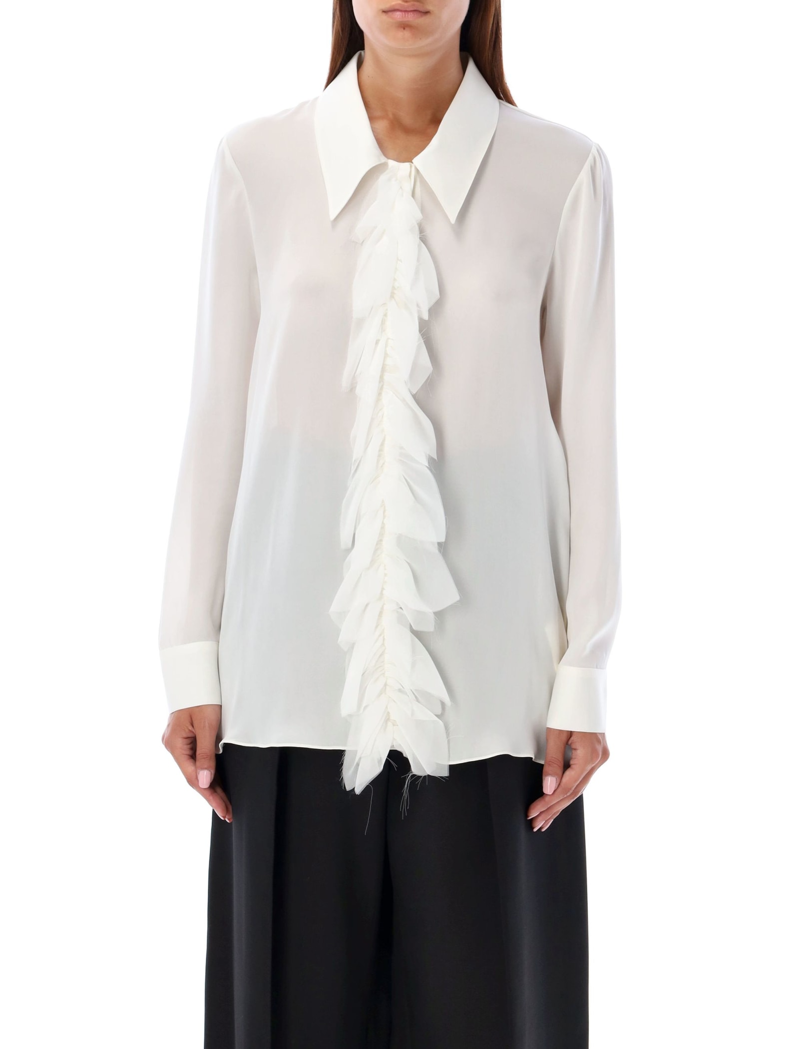 Shop Khaite Ruffled Top In White