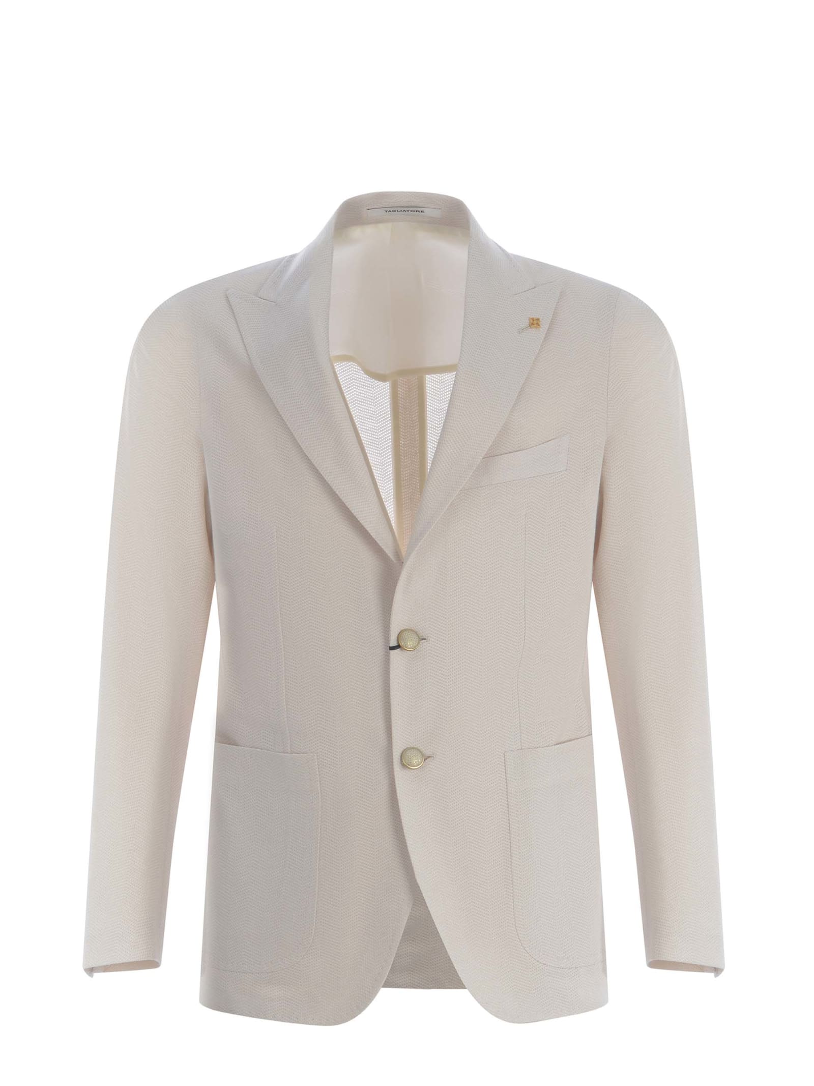 Shop Tagliatore Single-breasted Jacket  Made Of Cotton In Beige