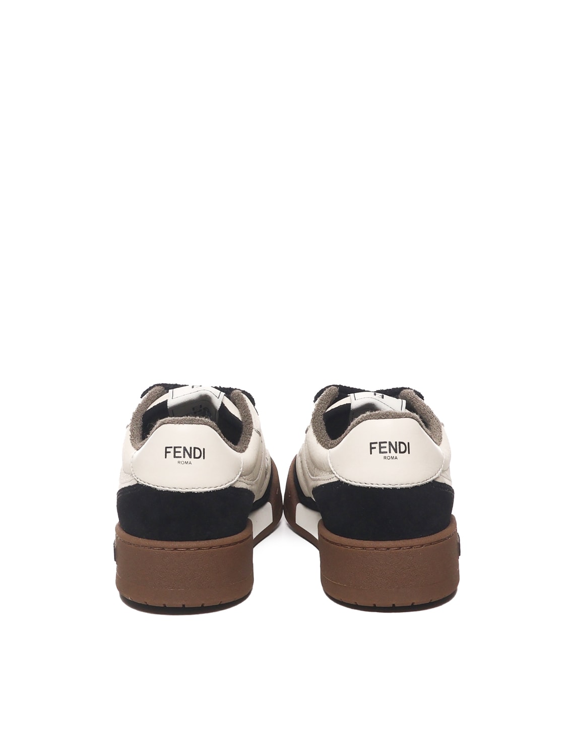 Shop Fendi Match Sneakers In Leather With Suede Inserts In Nero Milk Nero