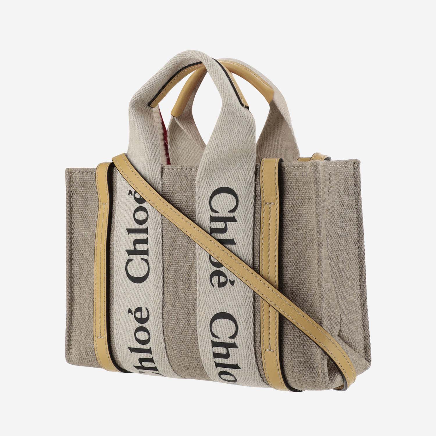 Shop Chloé Mini Woody Tote Bag In Beige