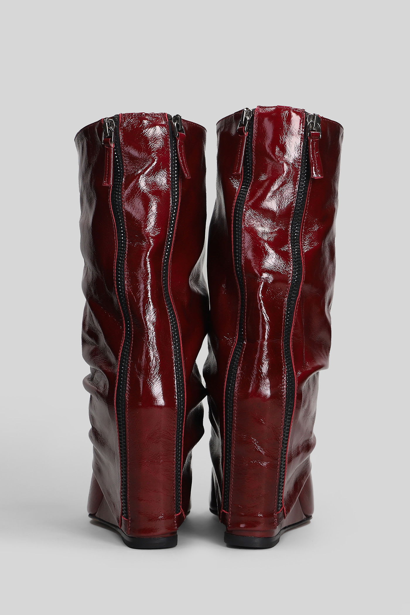 The Seller High Heels Boots In Bordeaux Leather In Burgundy