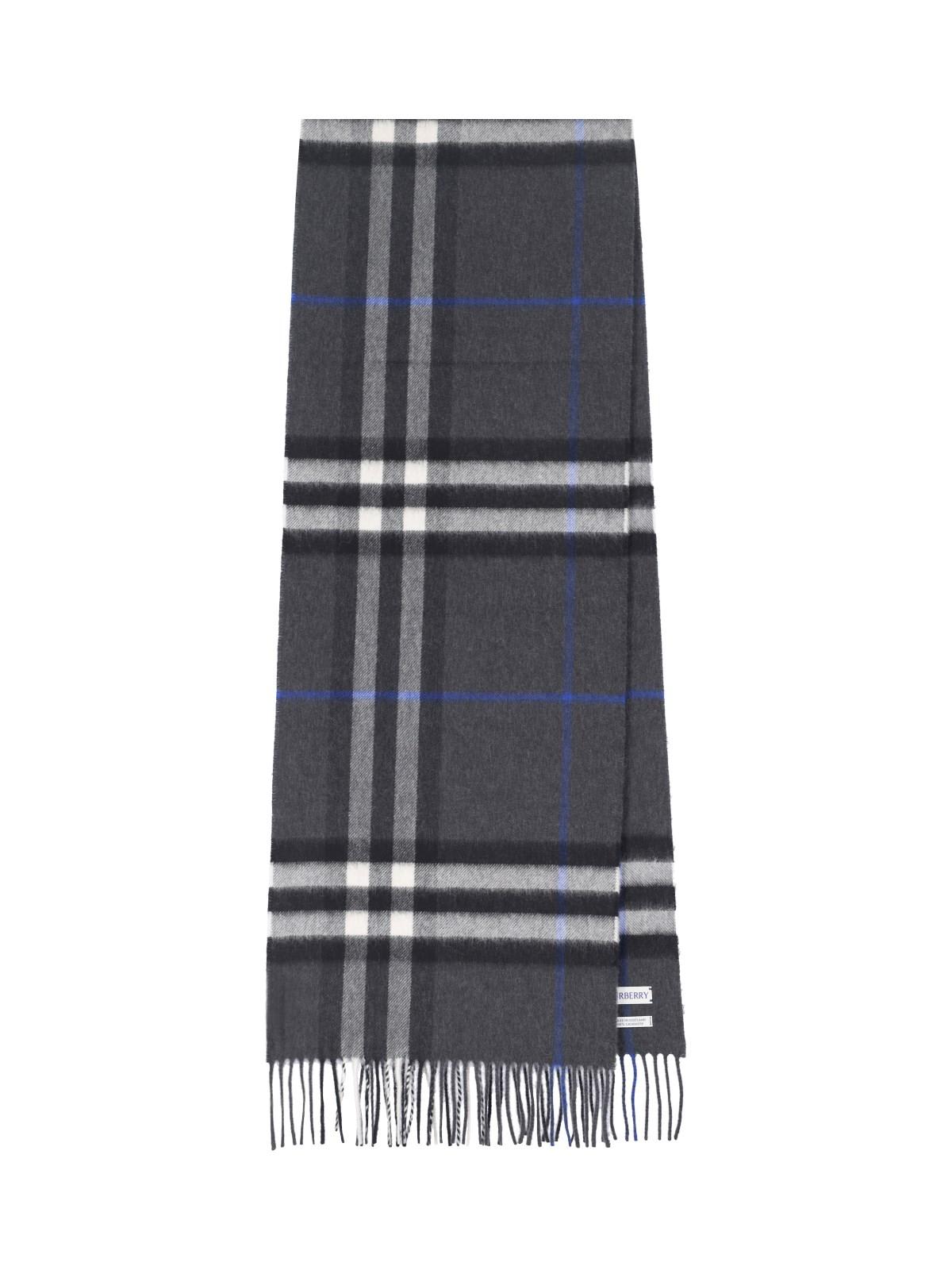 Shop Burberry Check Scarf In Dark Charcoal