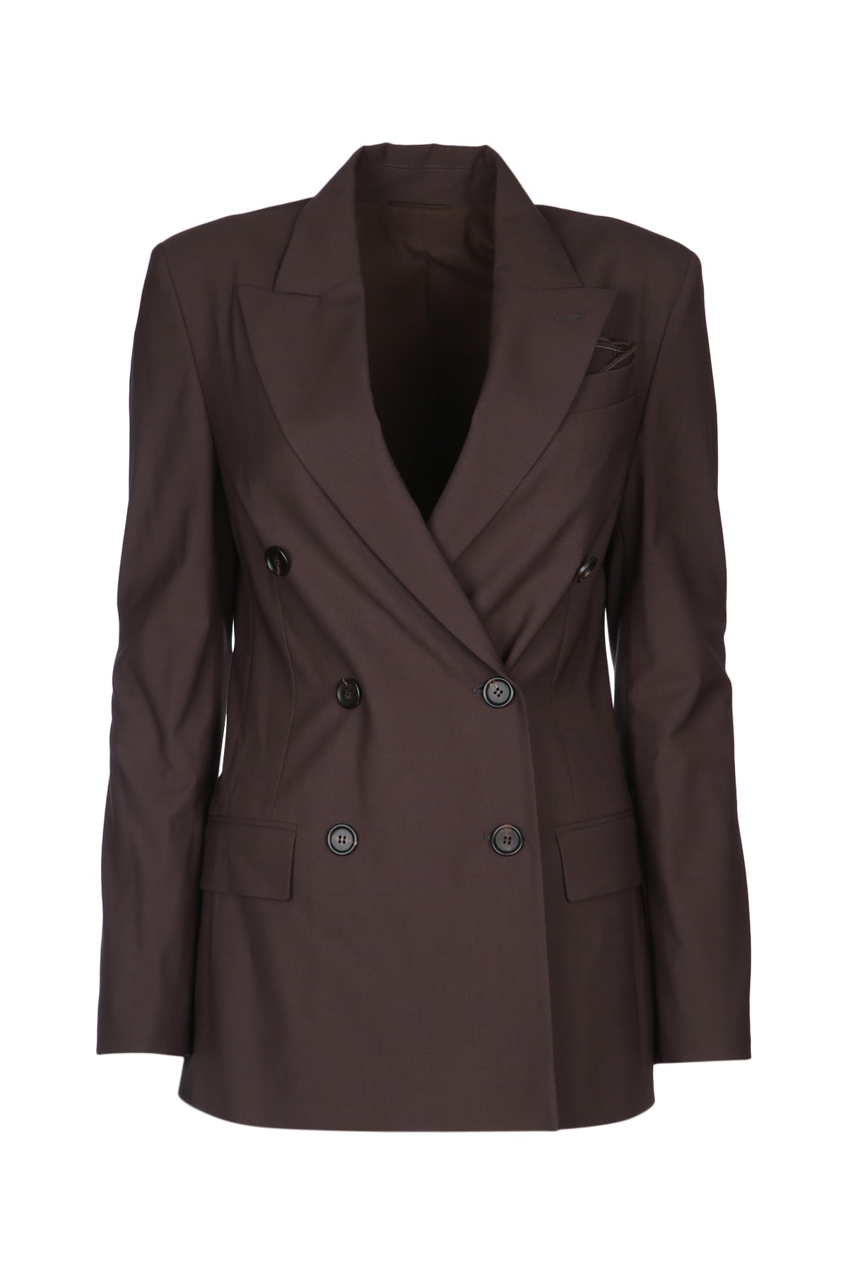 Brunello Cucinelli Women Blazer With Monili In Brown