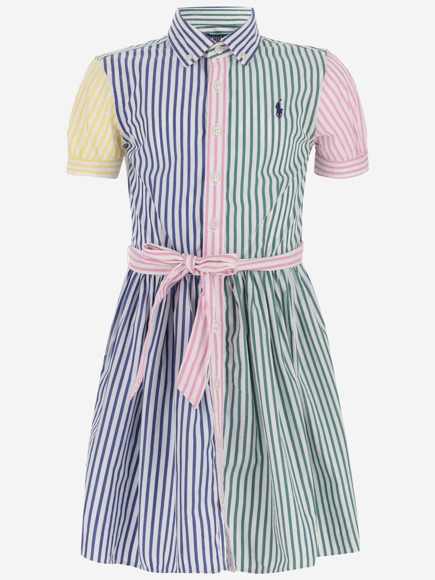 Shop Polo Ralph Lauren Cotton Dress With Striped Pattern In Red